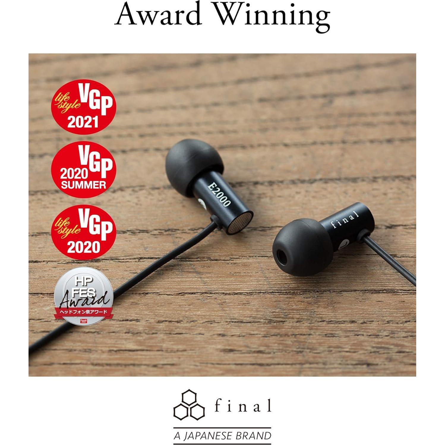 Final E2000 FI-E2DALCS in-Ear Earphones, Controller with Microphone, Matte Silver