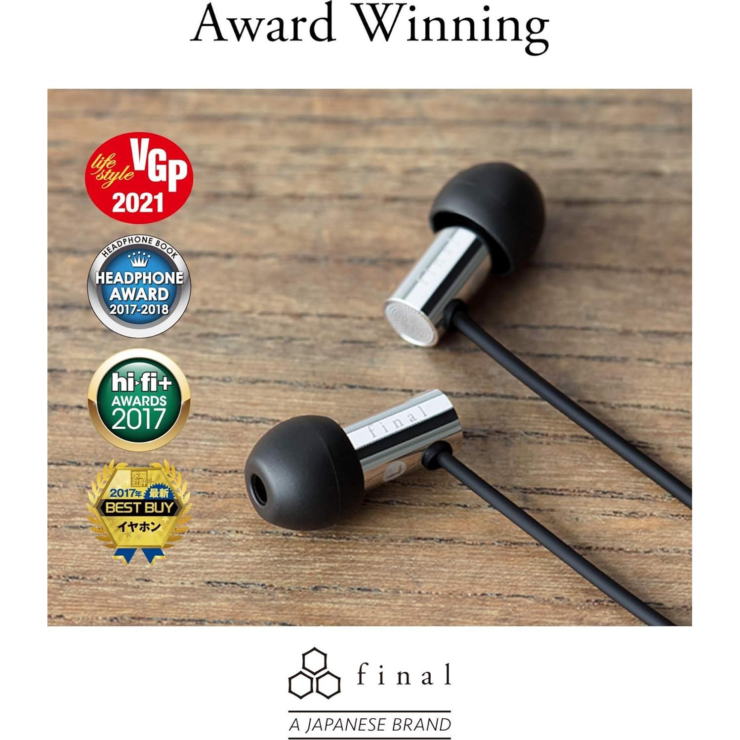 Final FI-E3DSSC in Ear Isolating Earphones with Smartphone Controls and Microphone - Chrome/Black