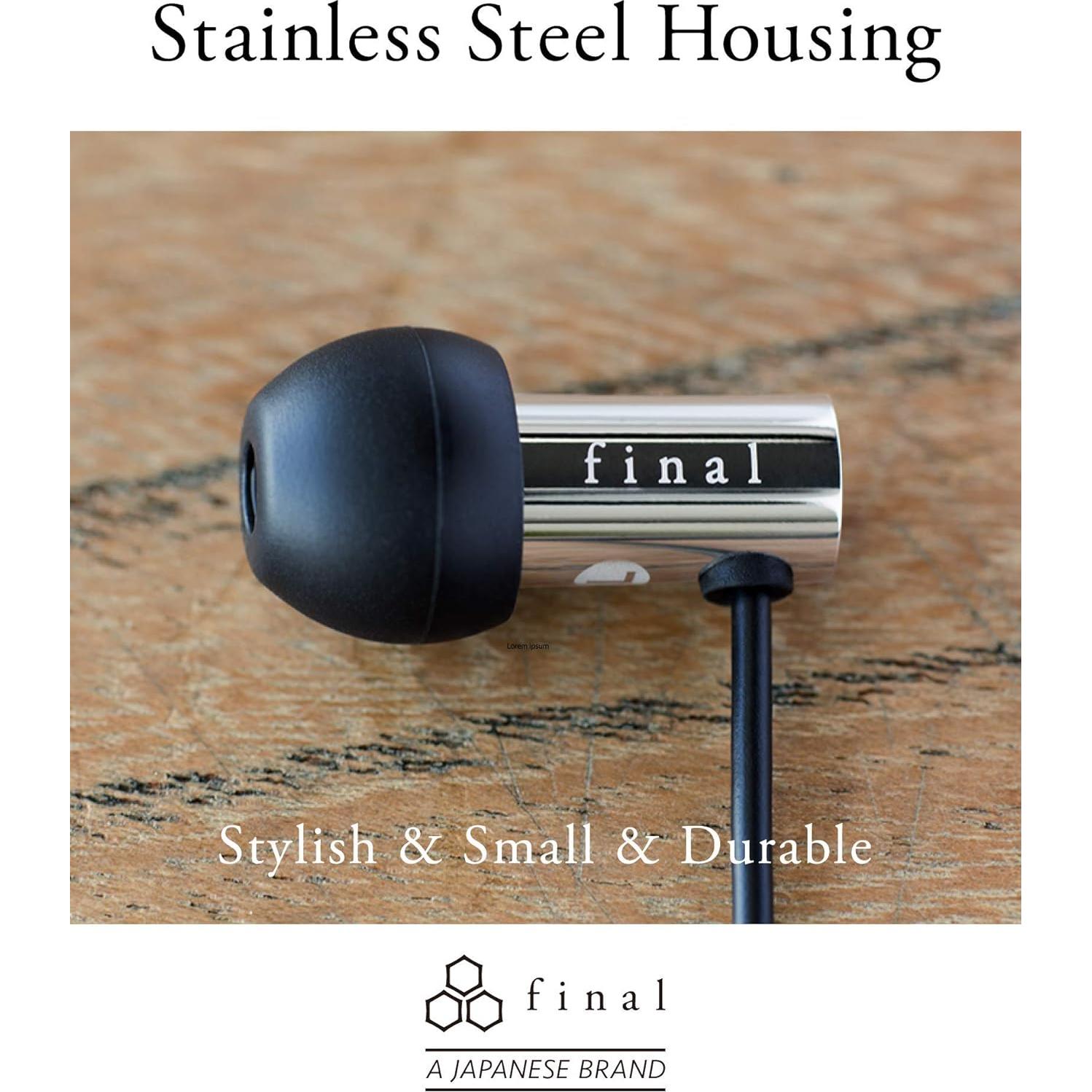 Final FI-E3DSSC in Ear Isolating Earphones with Smartphone Controls and Microphone - Chrome/Black