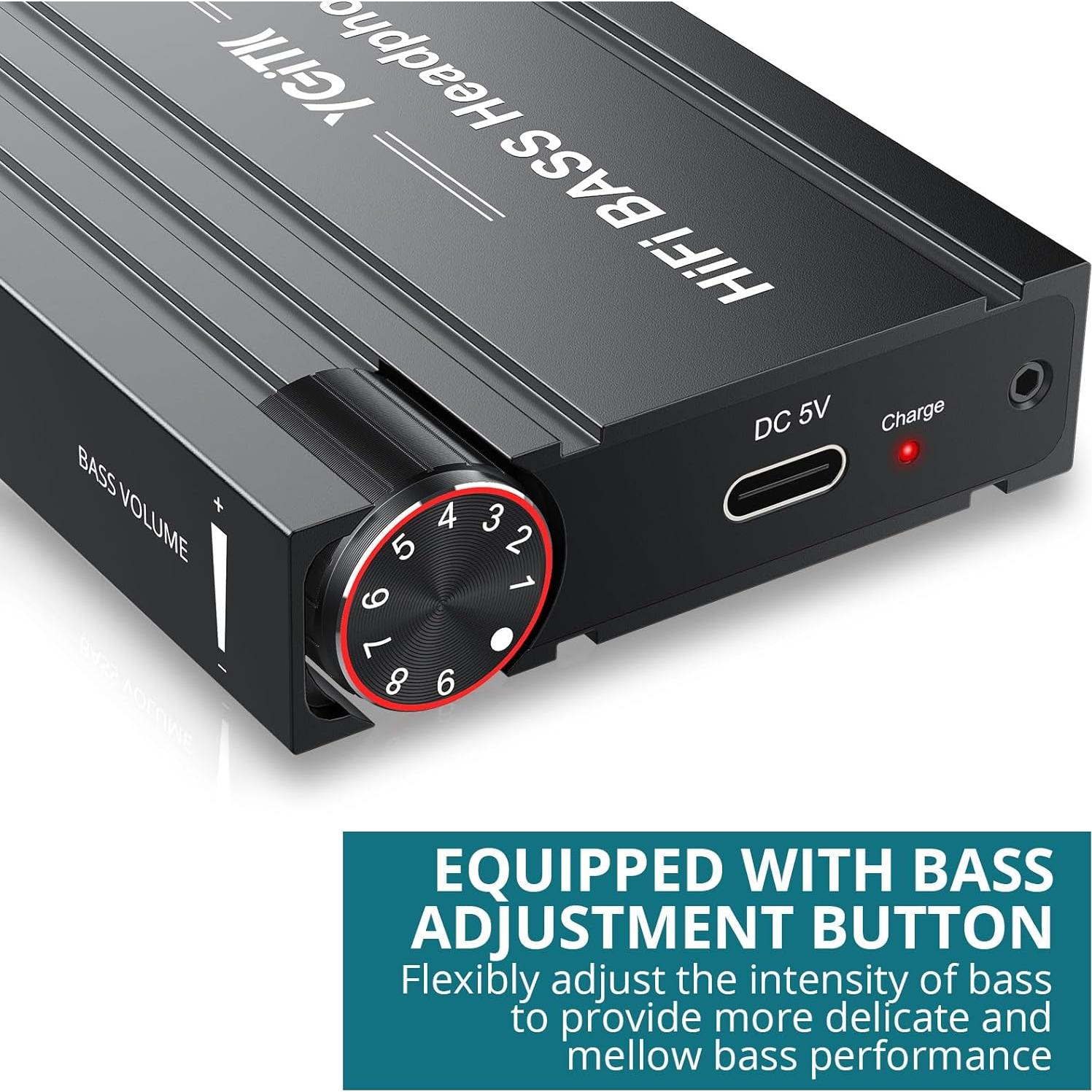 Professional 16-600Ω Headphone Amplifier with Bass Boost, Portable HiFi Earphone Amplifiers, Gain Switch Bass Volume Adjust, Rechargeble Headphone Amp 3.5mm Jack for Phones, iPad, MP3, MP4