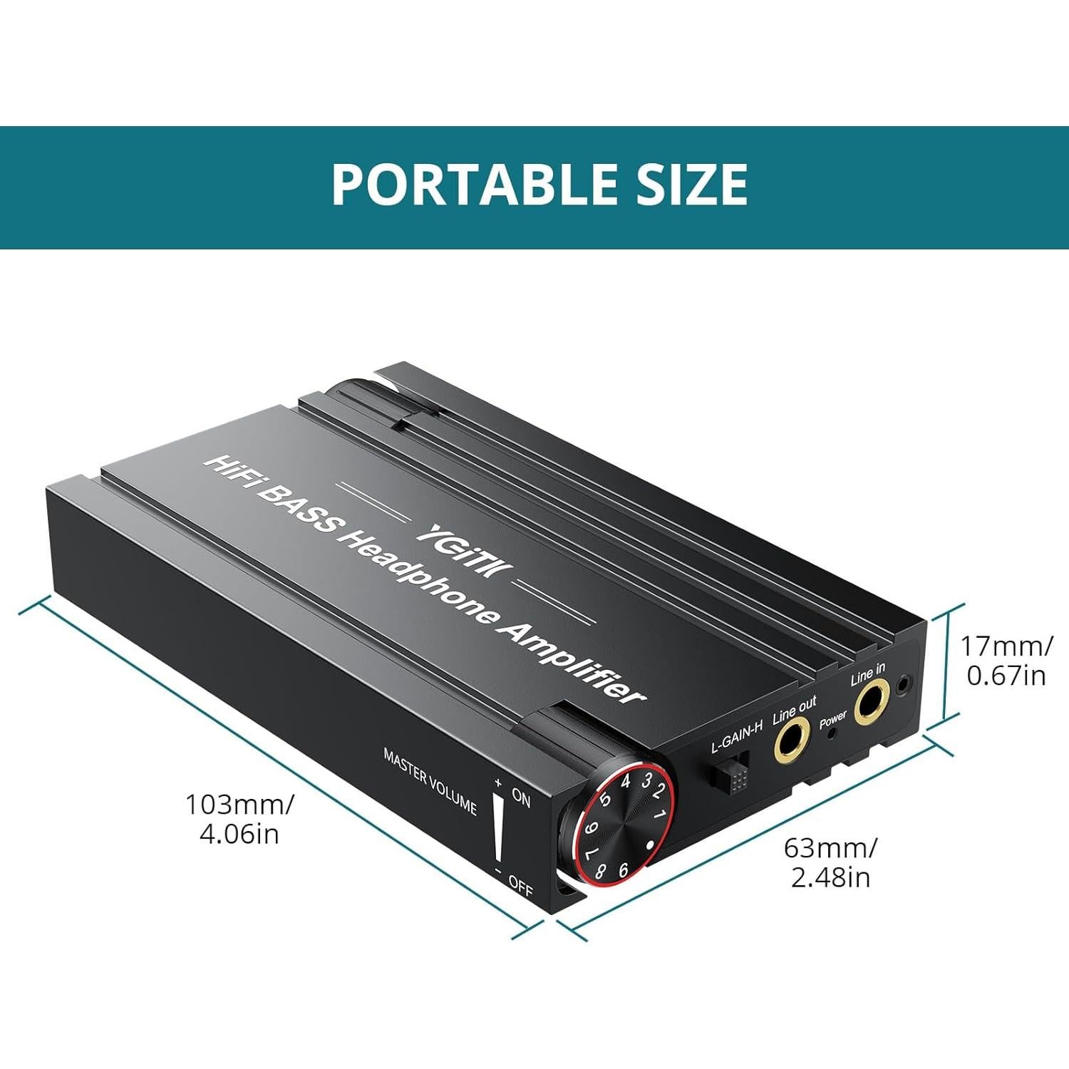 Professional 16-600Ω Headphone Amplifier with Bass Boost, Portable HiFi Earphone Amplifiers, Gain Switch Bass Volume Adjust, Rechargeble Headphone Amp 3.5mm Jack for Phones, iPad, MP3, MP4