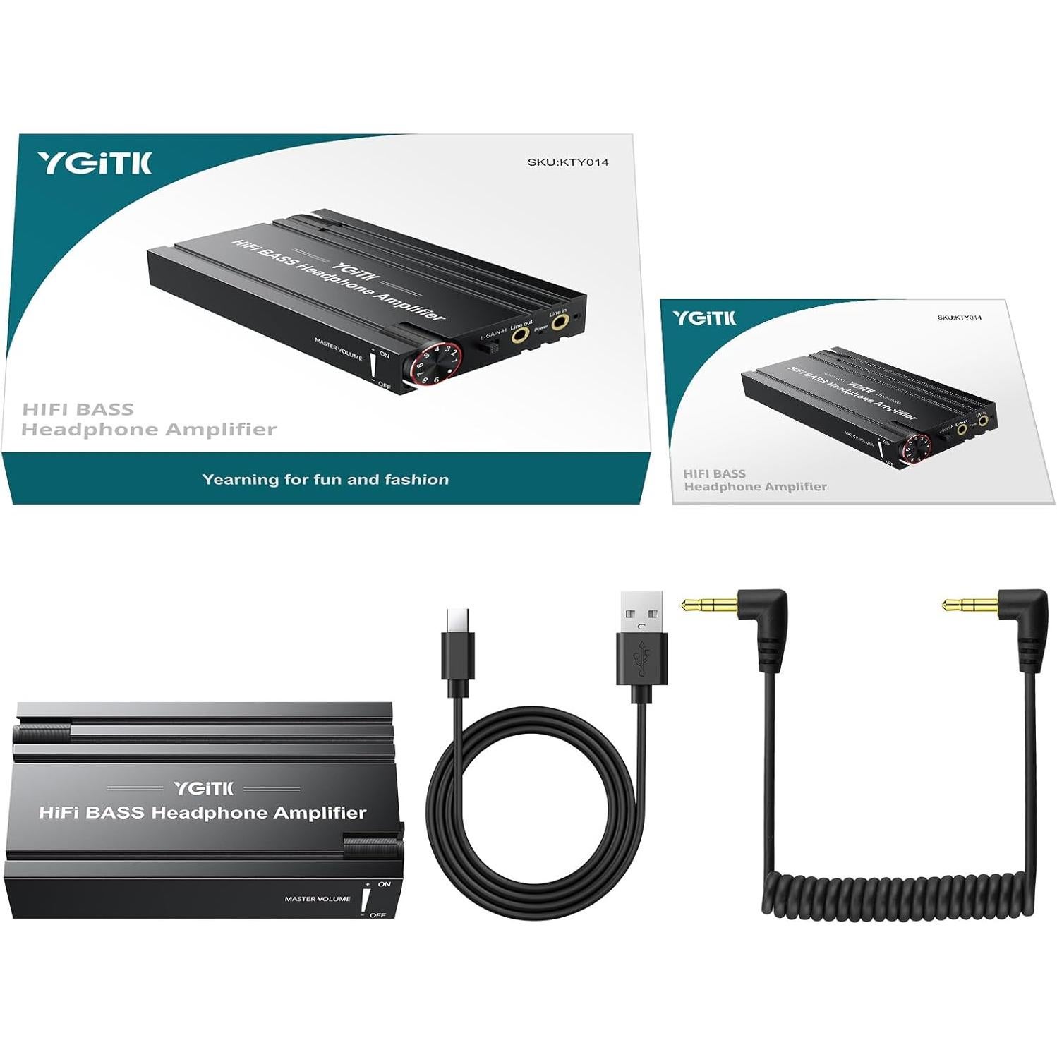 Professional 16-600Ω Headphone Amplifier with Bass Boost, Portable HiFi Earphone Amplifiers, Gain Switch Bass Volume Adjust, Rechargeble Headphone Amp 3.5mm Jack for Phones, iPad, MP3, MP4