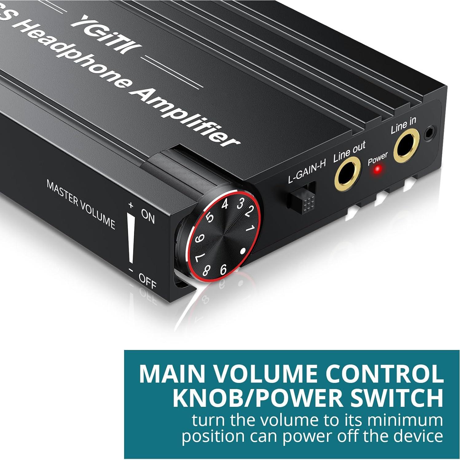 Professional 16-600Ω Headphone Amplifier with Bass Boost, Portable HiFi Earphone Amplifiers, Gain Switch Bass Volume Adjust, Rechargeble Headphone Amp 3.5mm Jack for Phones, iPad, MP3, MP4