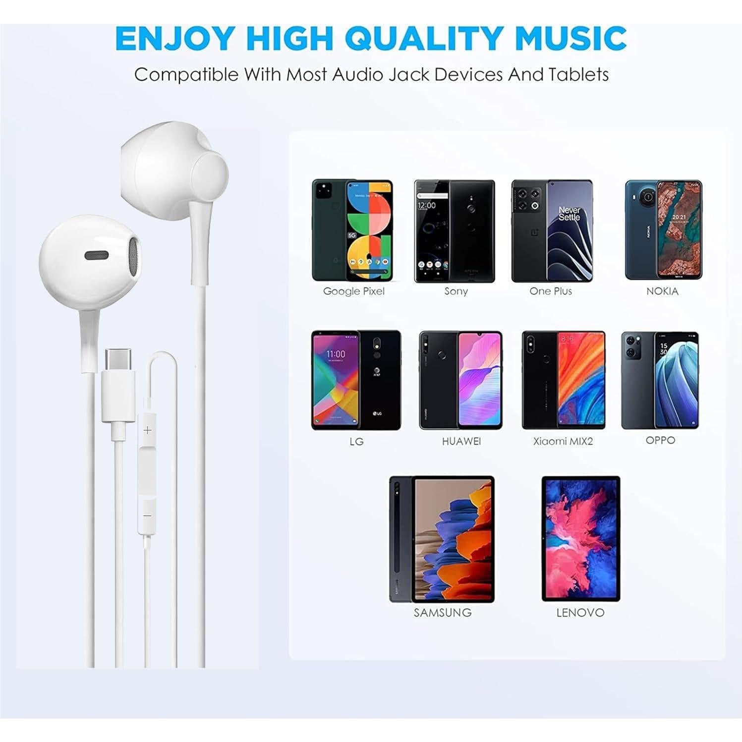 Auriculares USB C SHDKJXH con Micrófono y Control Remoto - 2 Pzs