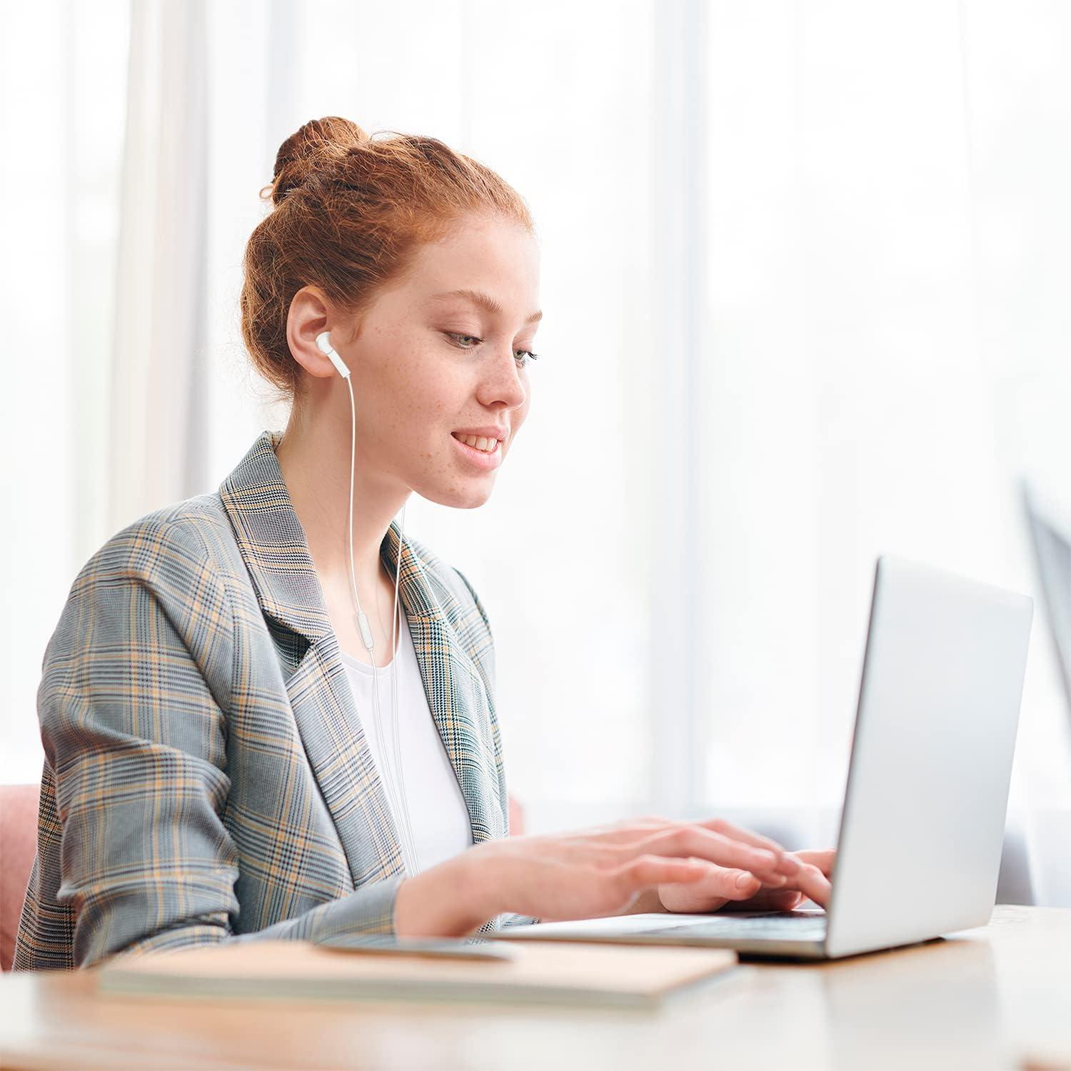 USB C Earbuds, Type-C Headphones HiFi Stereo Earphones with Microphone, Volume Control Compatible with Samsung Galaxy Note 20/S22/S21/S20+Ultra/Plus,iPad Pro/Air4/mini6,Google Pixel 6/5/4/3/2-White