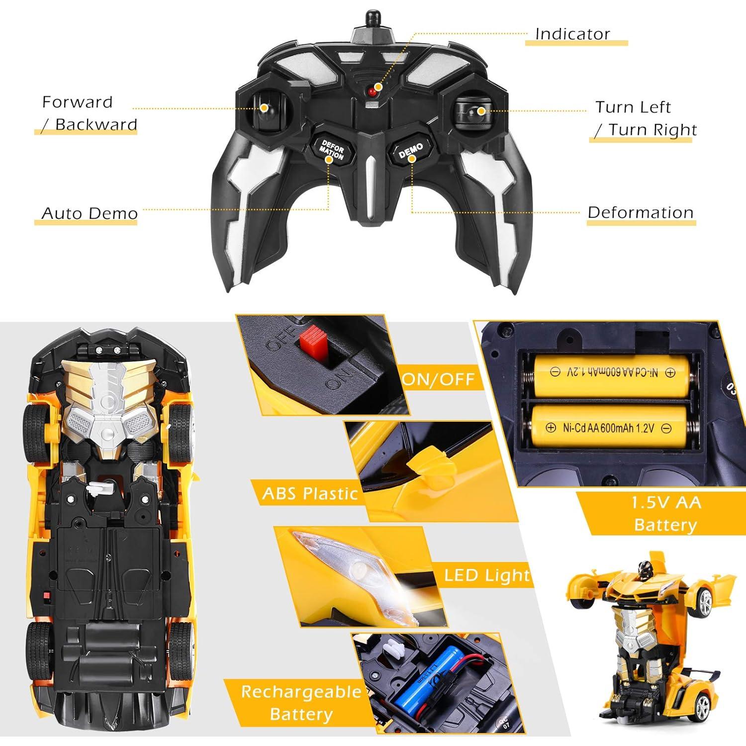 Coche RC Dolanus 478 Transformable Amarillo 360° Deriva