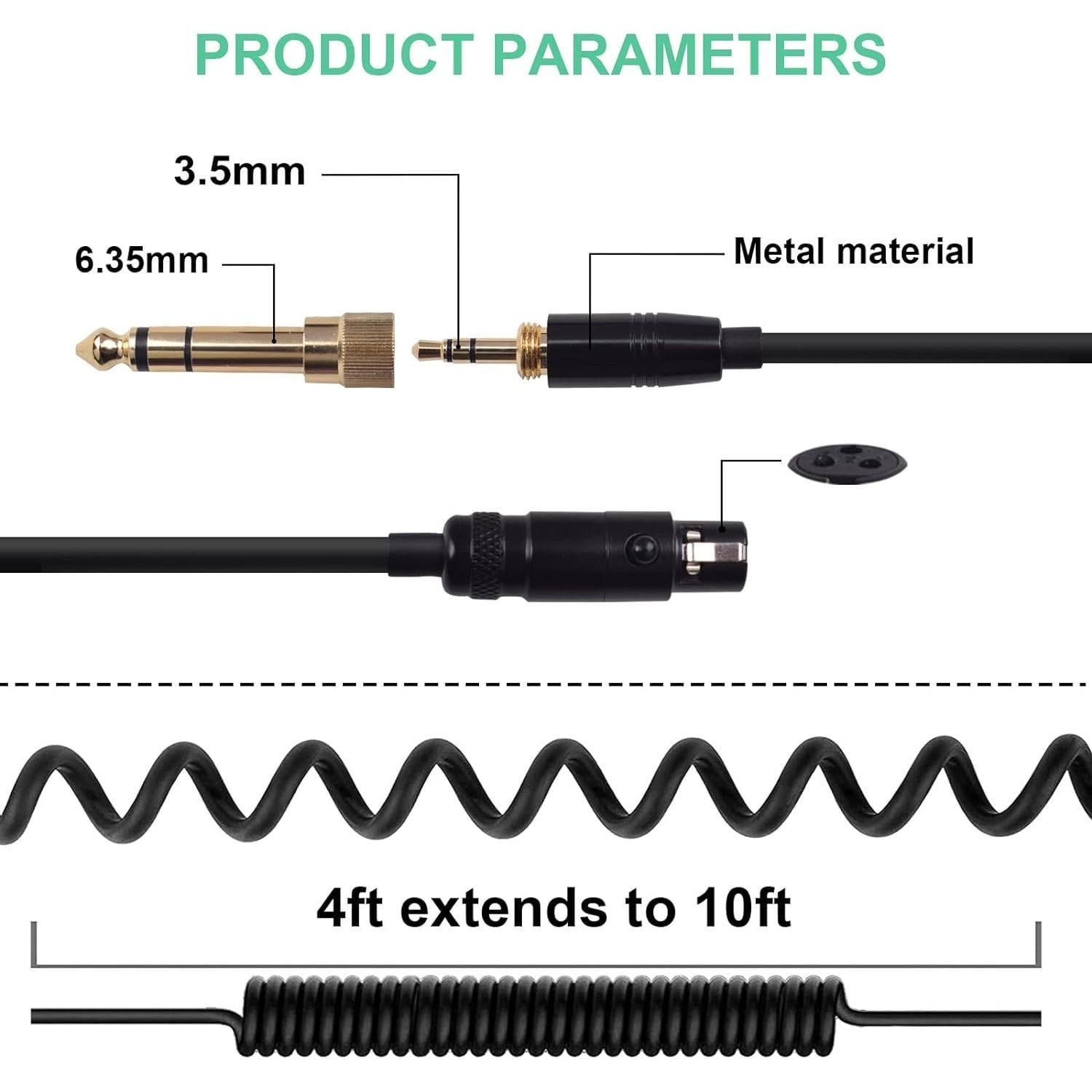 Cable de audio en espiral Hizsoaor para AKG K240 y más - 1.4m a 3m