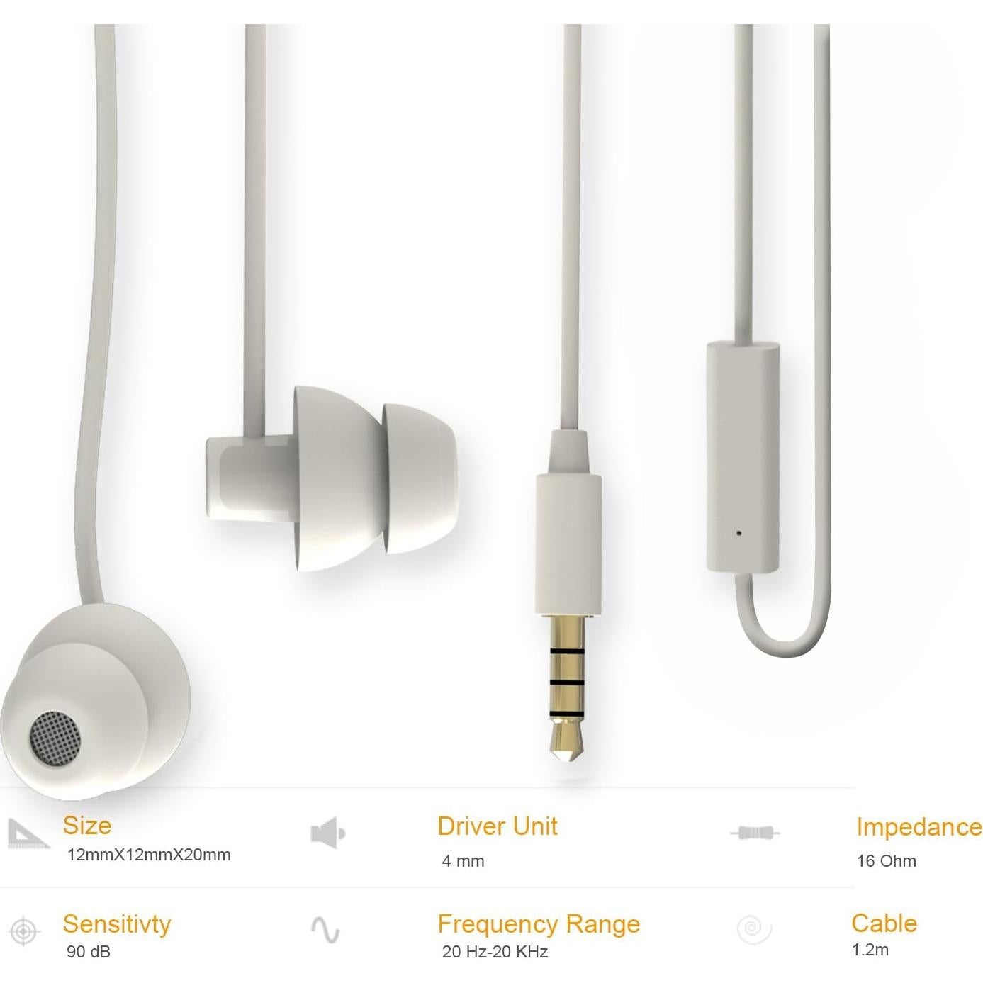 Auriculares Intrauditivos MAXROCK Silicona Suave 3.5mm Blanco