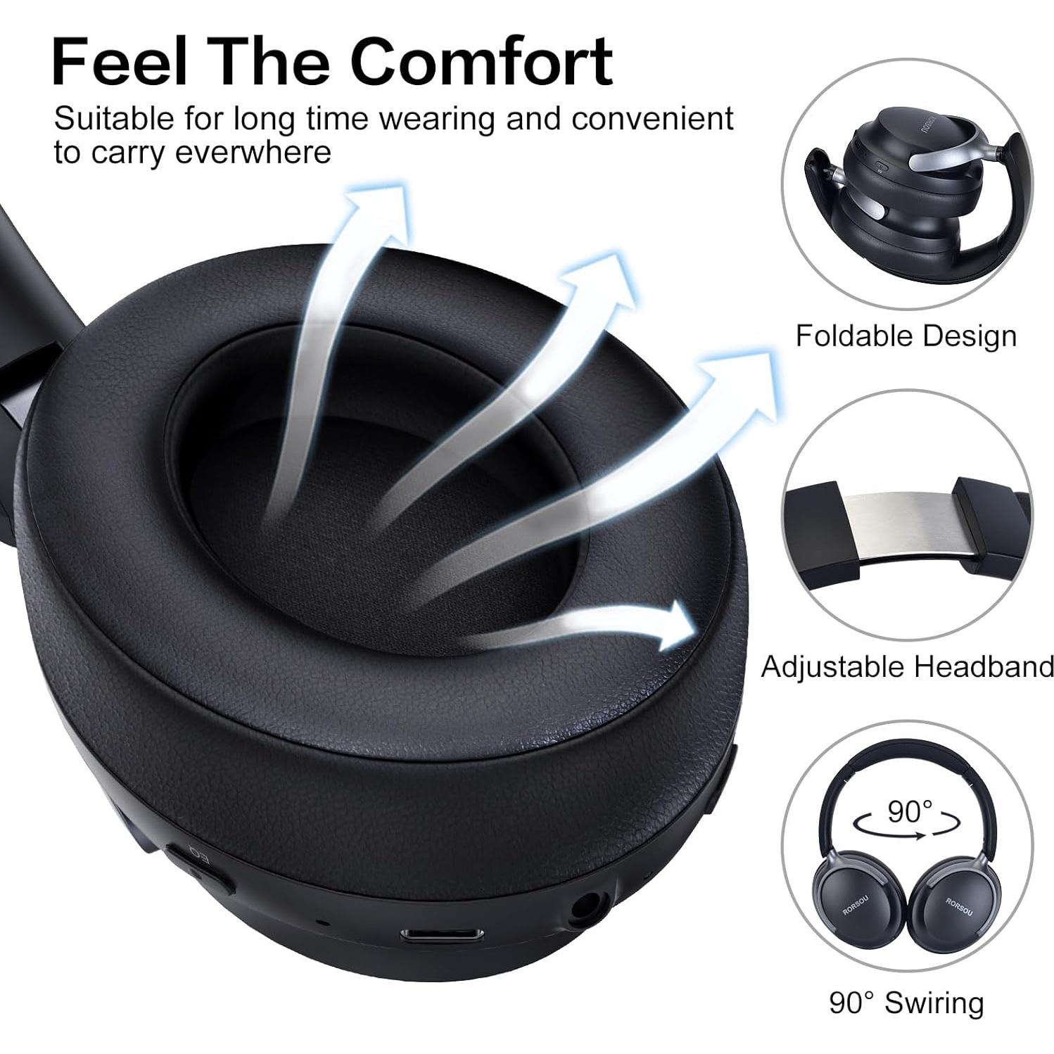 Auriculares Bluetooth RORSOU B8 HiFi 50h Negro Espacial