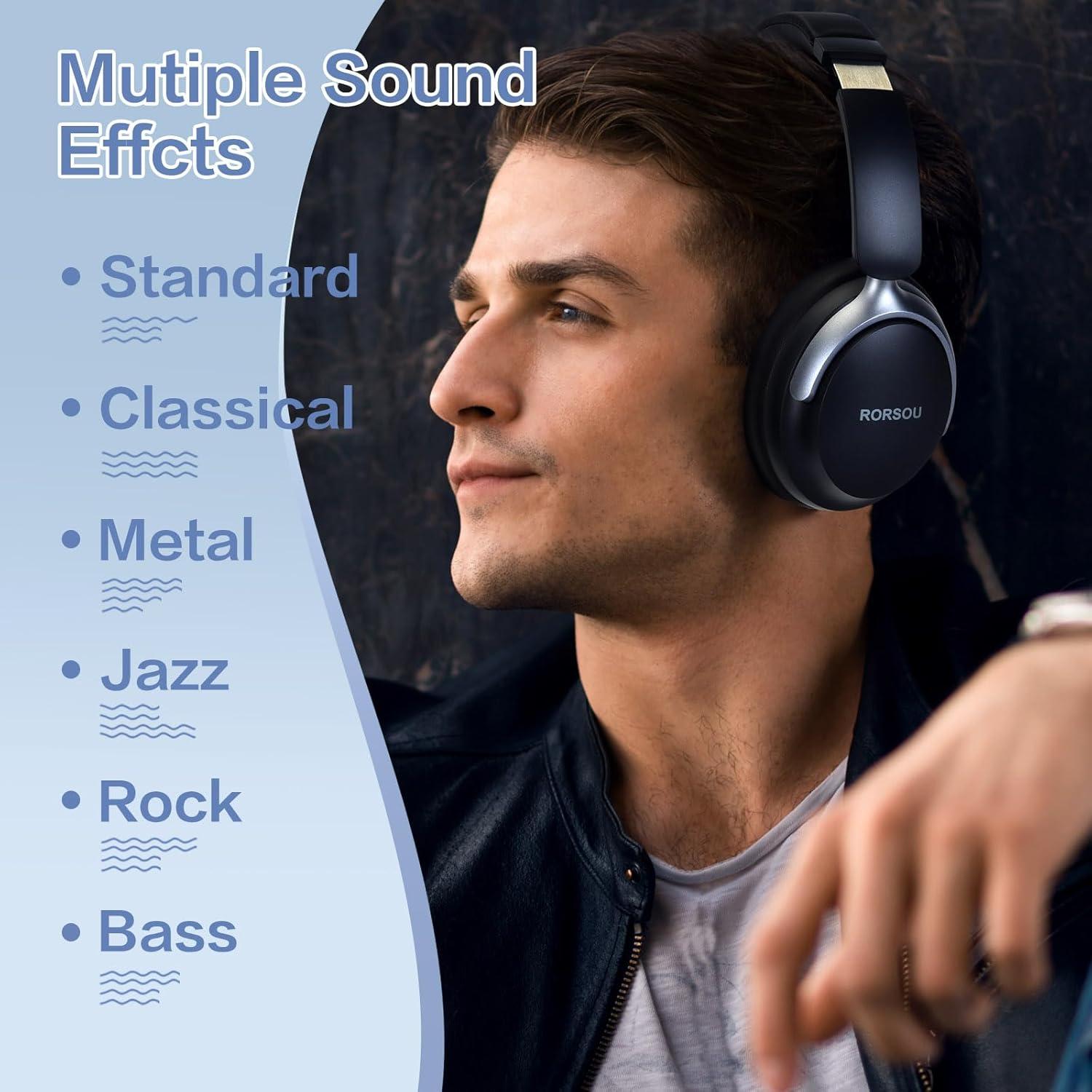 Auriculares Bluetooth RORSOU B8 HiFi 50h Negro Espacial