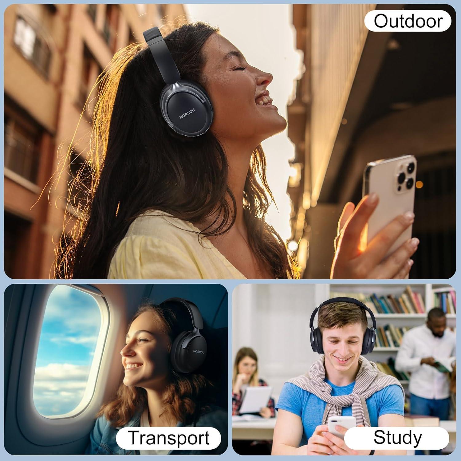 Auriculares Bluetooth RORSOU B8 HiFi 50h Negro Espacial