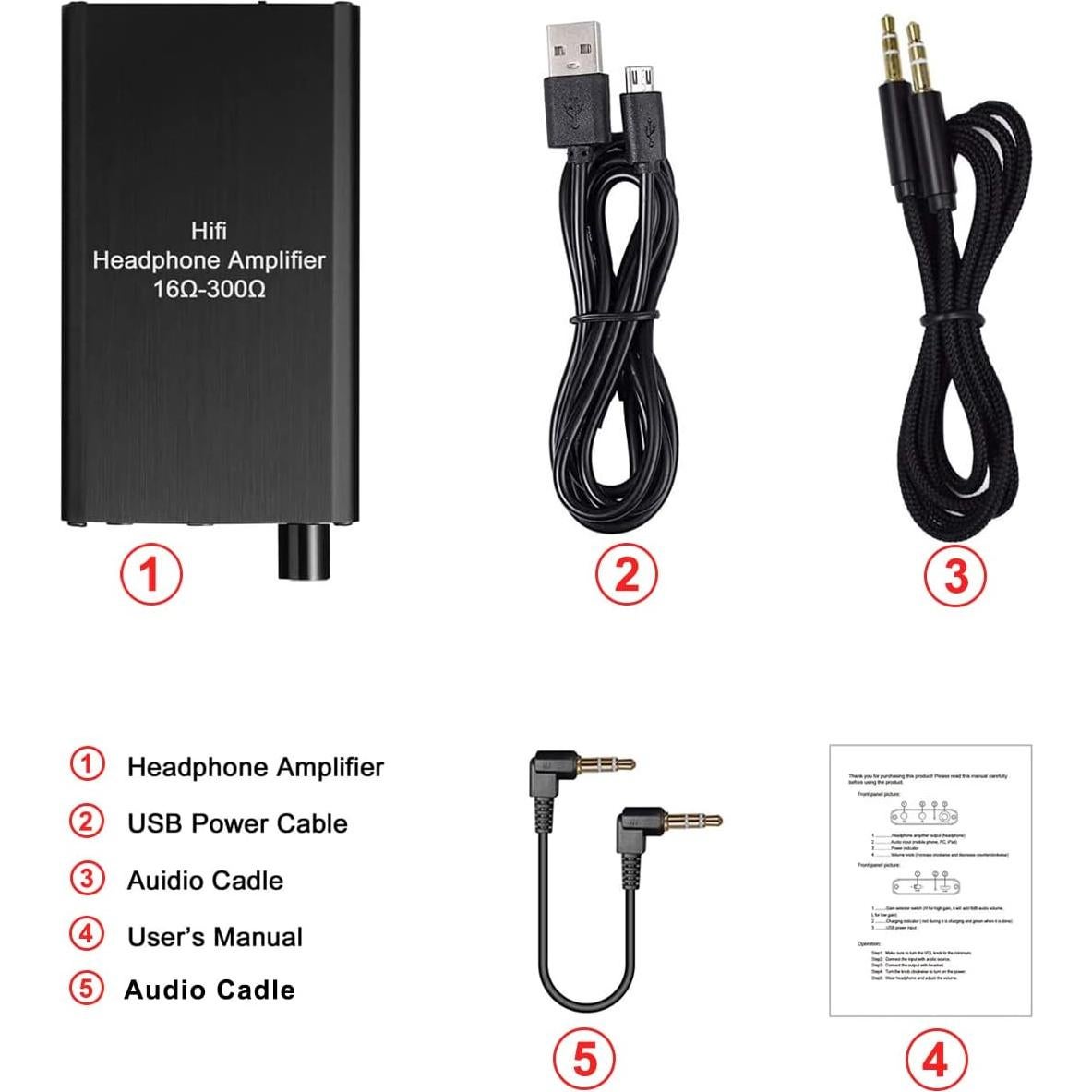 LVY Portable Headphone Amplifier 3.5mm Audio Rechargeable Two-Stage GAIN Switch HiFi Headphone Amplifier Compatible MP3/4, Phones, Computer and Various 3.5mm Audio Digital Devices