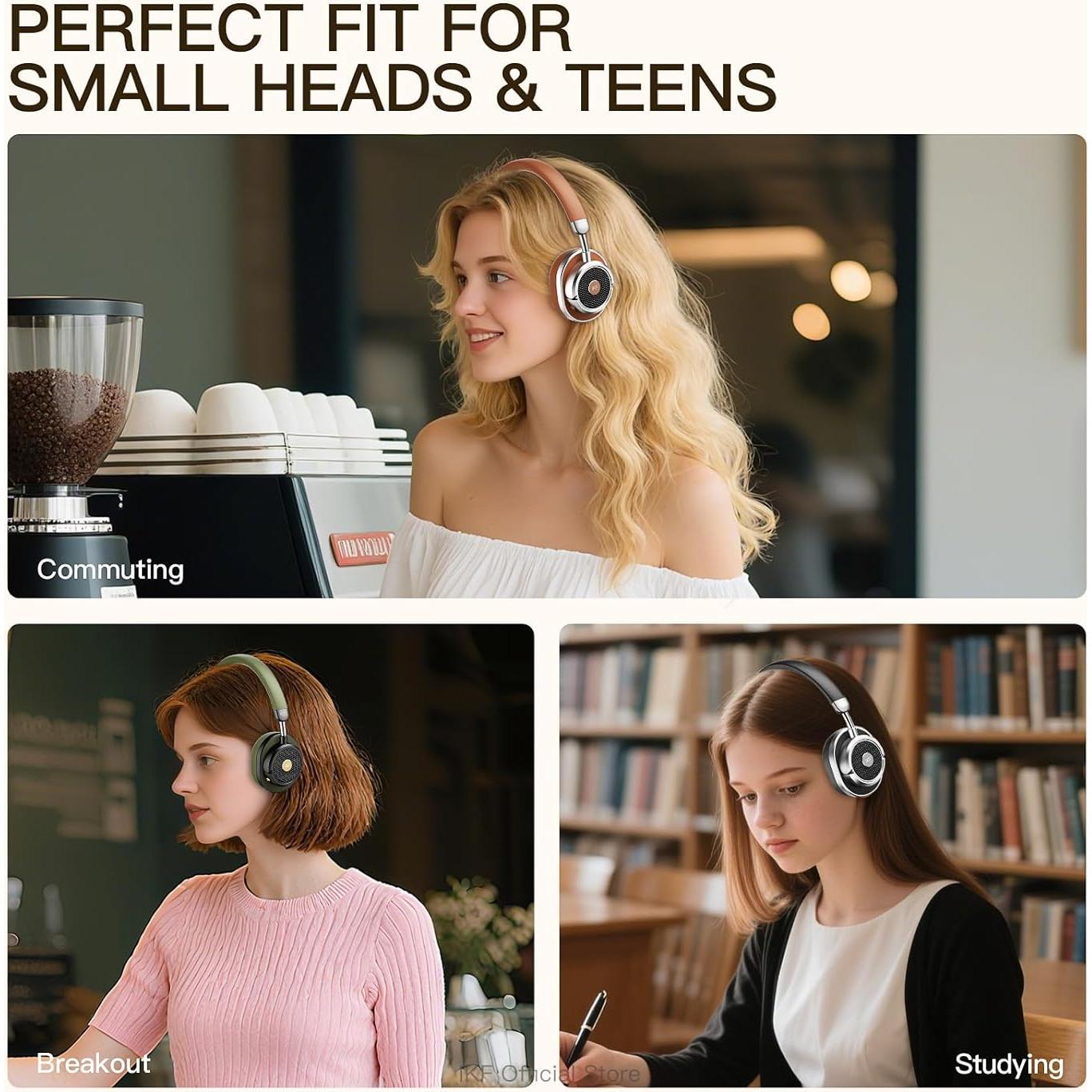 Auriculares iKF Rona Retro con ANC, 75H, Sonido 3D, Negro