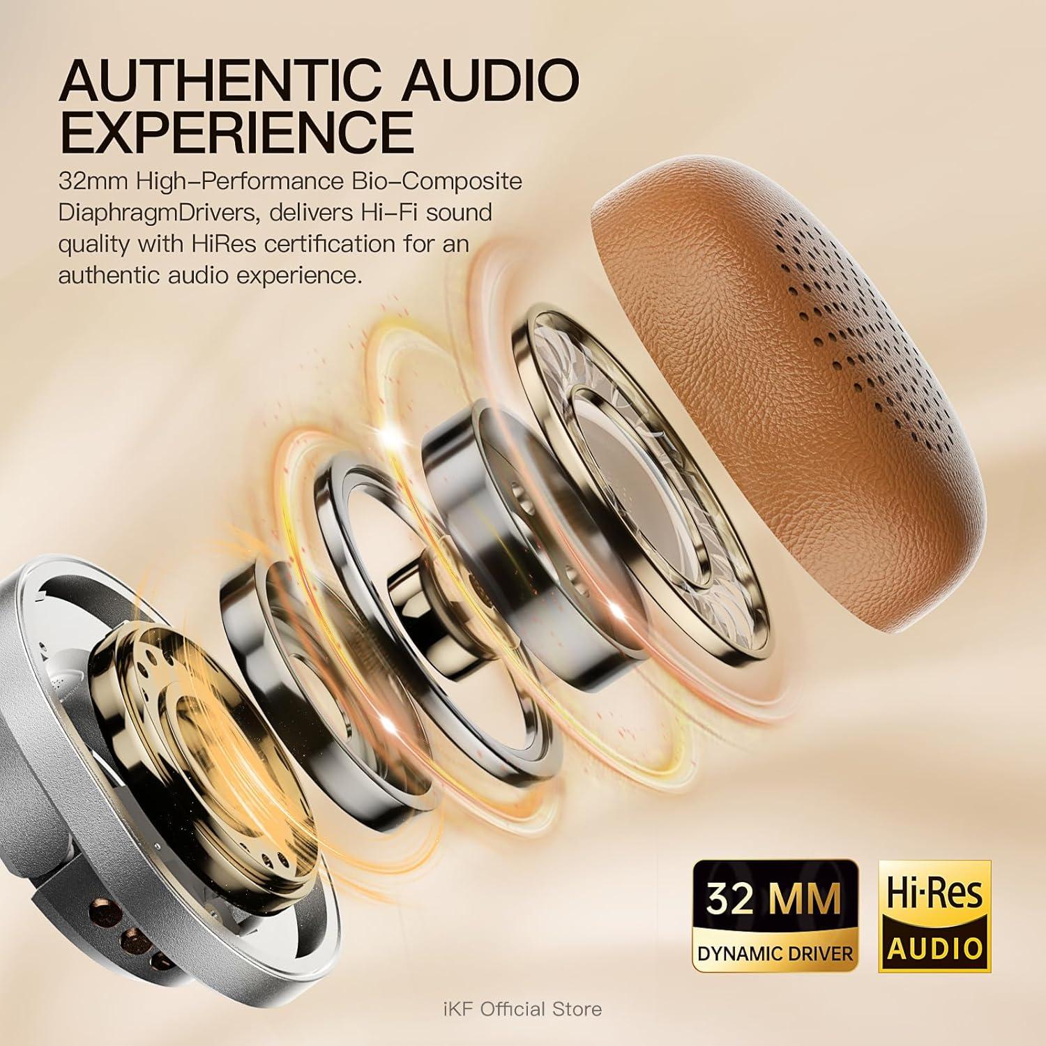 Auriculares iKF Rona Retro con ANC, 75H, Sonido 3D, Negro