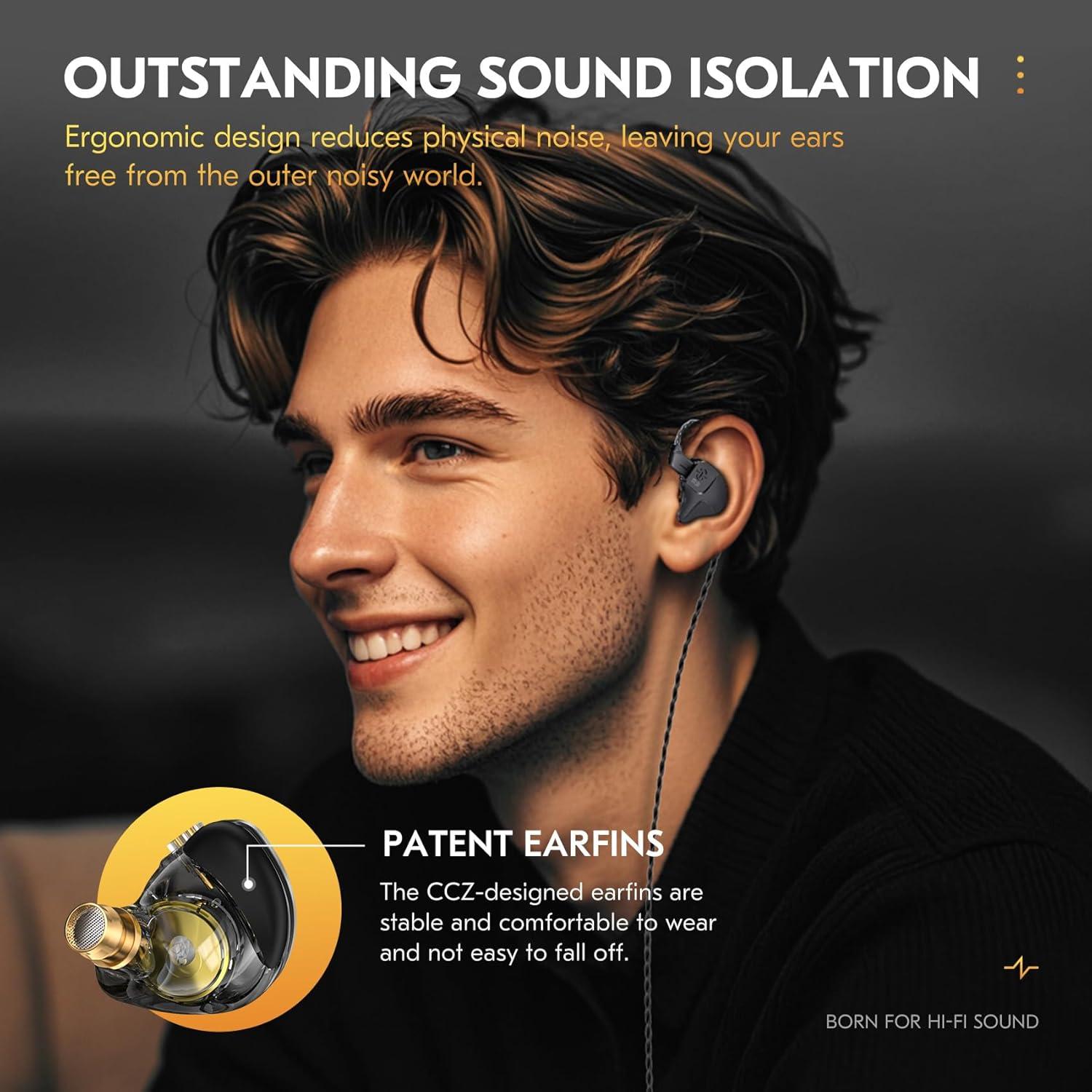 Auriculares CCZ DC03 HiFi In-Ear con Micrófono, 3.5mm, Negro