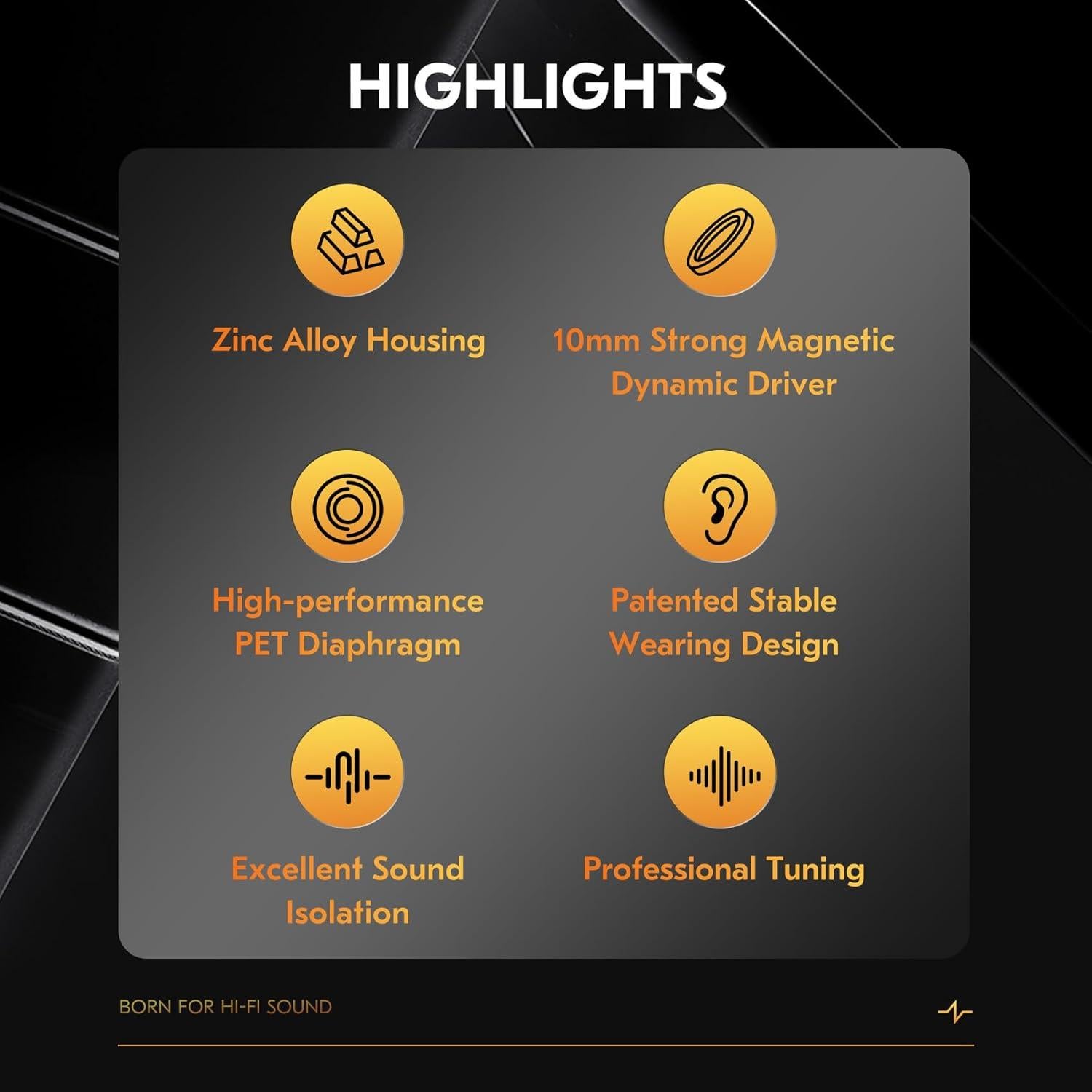 Auriculares CCZ DC03 HiFi In-Ear con Micrófono, 3.5mm, Negro