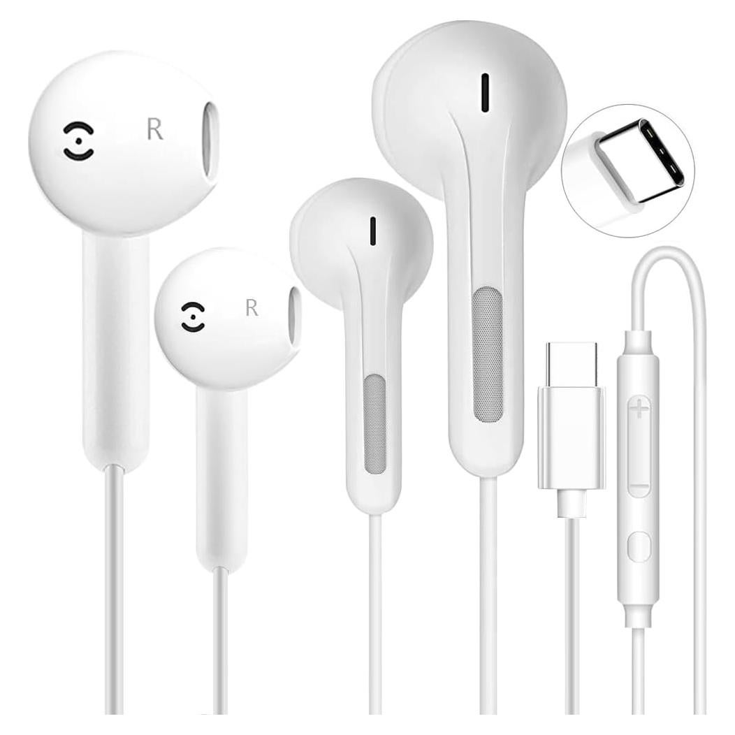 Auriculares USB C HAIMLJLBK HiFi Estéreo con Micrófono - 2 Paquete