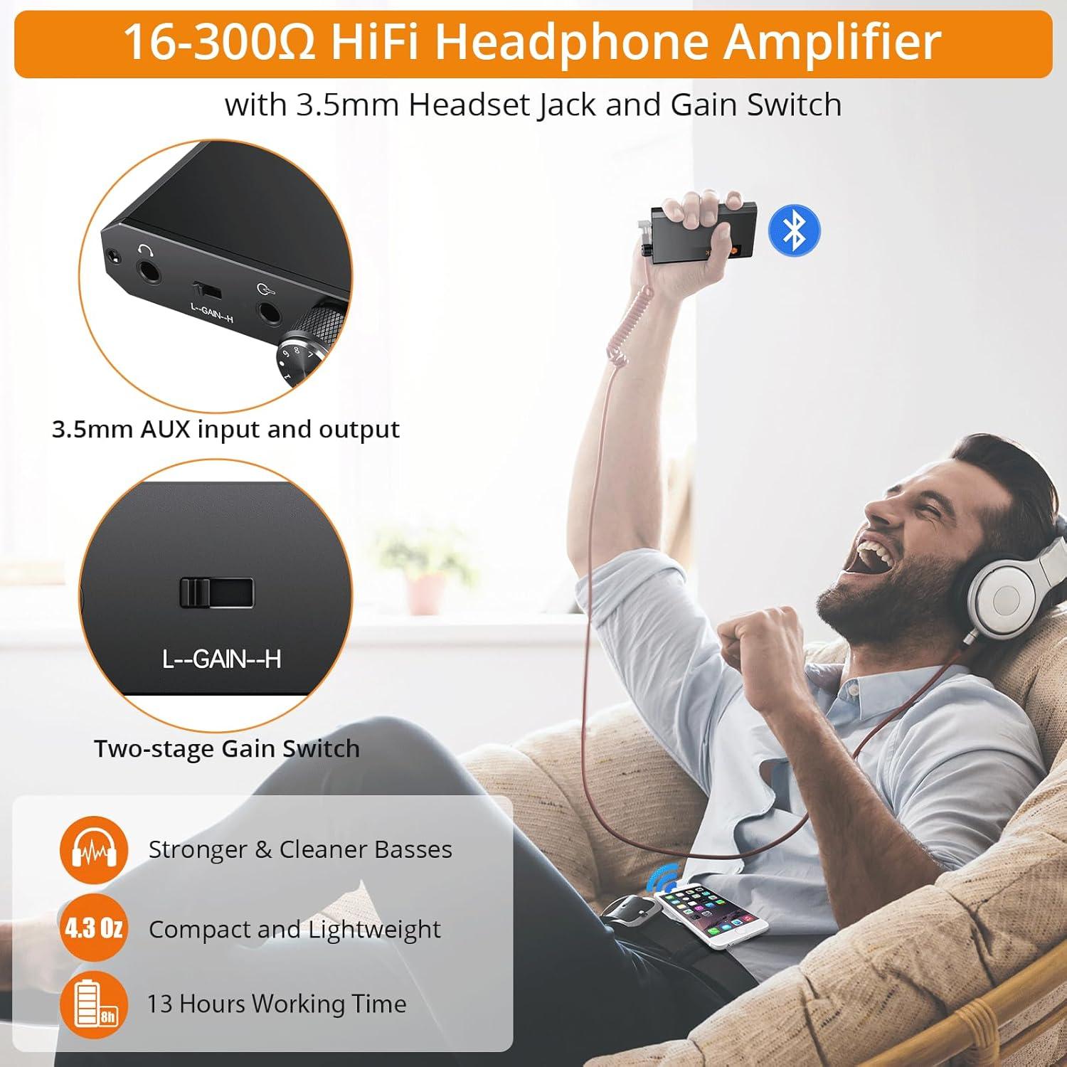 Amplificador de Auriculares Neoteck HiFi Bluetooth 5.0 16-300Ω