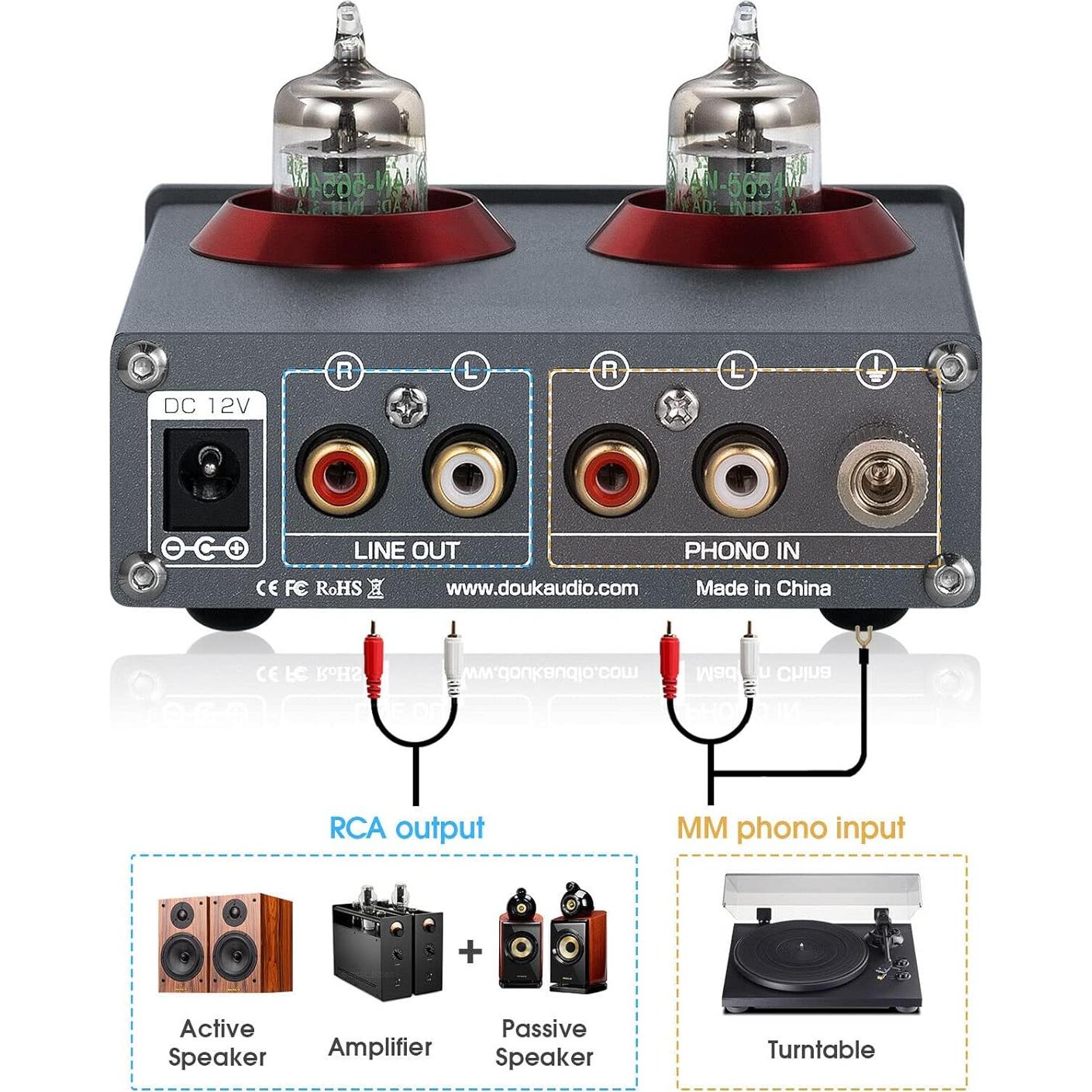Preamplificador de Válvula Douk Audio T4 PRO para Tocadiscos MM