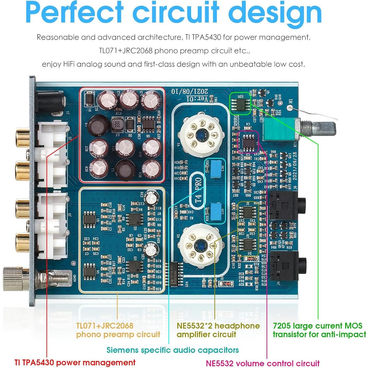 Preamplificador de Válvula Douk Audio T4 PRO para Tocadiscos MM