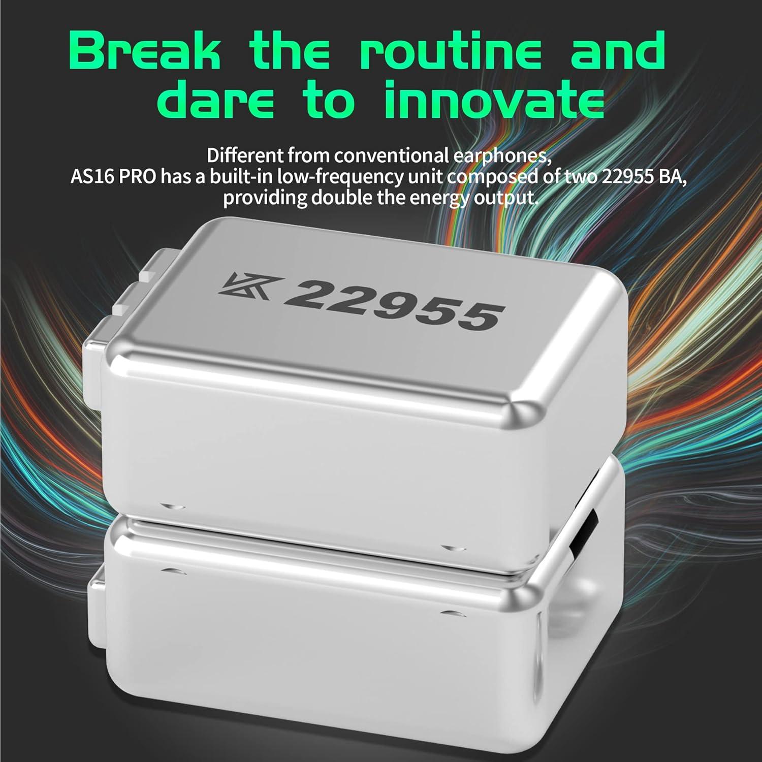 Auriculares In-Ear KZ AS16 Pro HiFi 8 Armaduras Balanceadas Negro