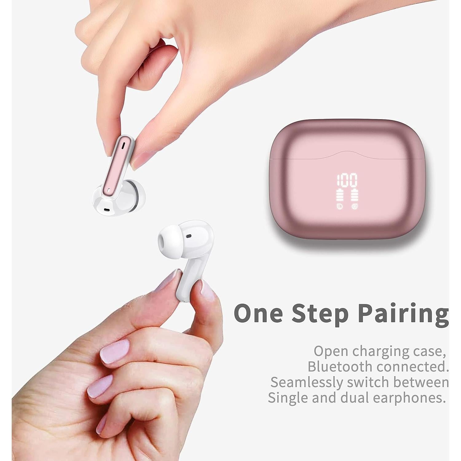 Auriculares Inalámbricos A97 Bluetooth 5.4 IP7 40H Rosa