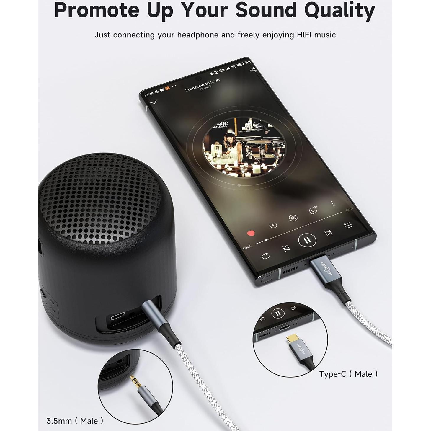 Cable de Audio USB C a 3.5mm LERTOSEN - Paquete de 2, 1.22m