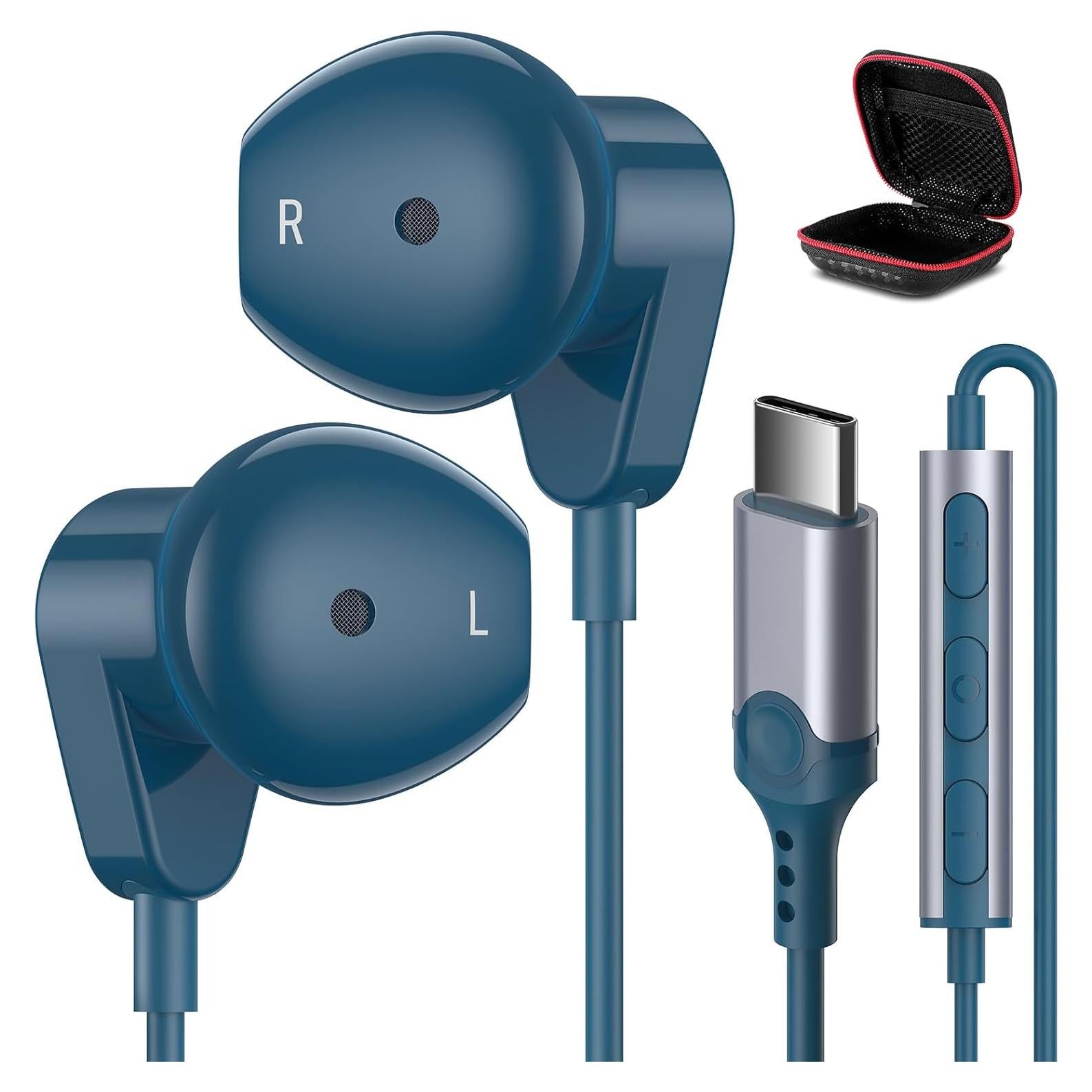 Auriculares USB C APETOO HiFi Estéreo con Micrófono Azul Lago