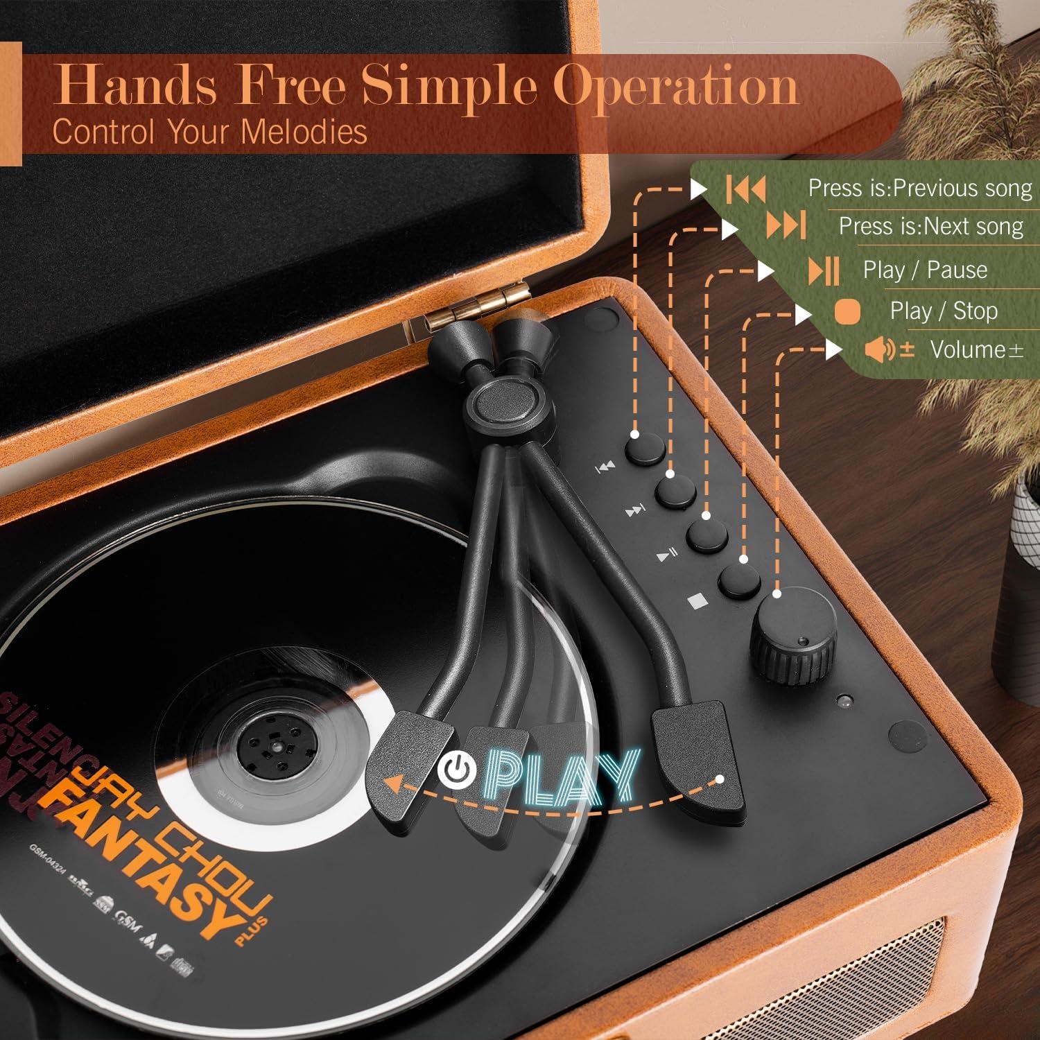 Reproductor de CD portátil Bluetooth RetroBeat 2400mAh Marrón