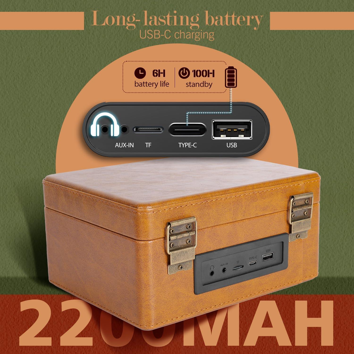 Reproductor de CD portátil Bluetooth RetroBeat 2400mAh Marrón