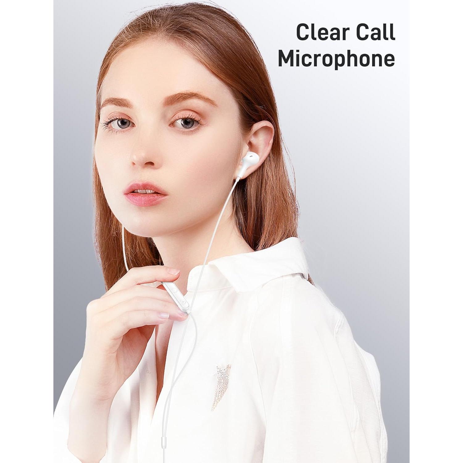 for MFi-Certified Lightning Wired Earbuds for Apple, Magnetic in Ear Buds Headphones with HiFi Bass,3 Ear Tips Mic Corded Earphones for Gym, Commuting for iPhone 14 Plus 13 12 11 Pro Max White