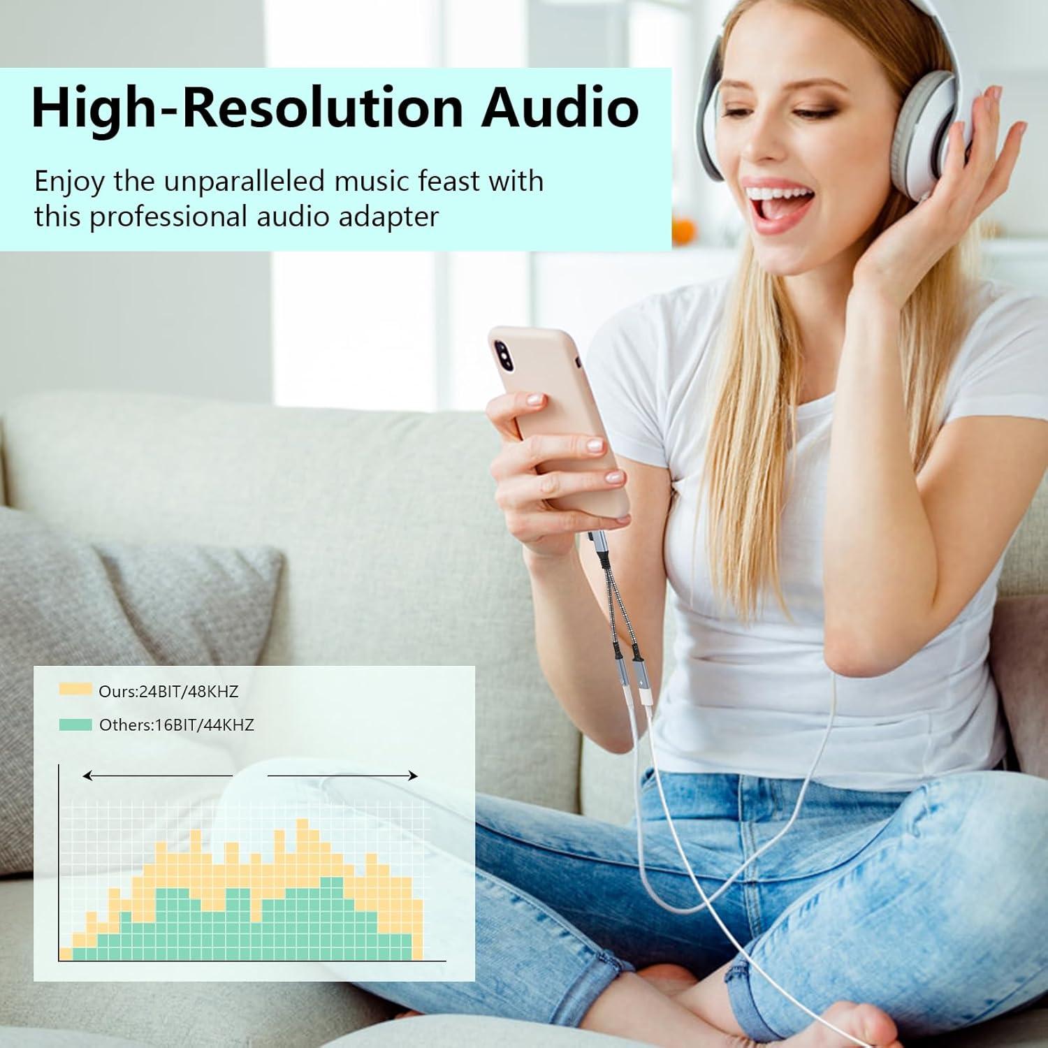 Adaptador Divisor de Carga y Auriculares Lightning USB C 3.5mm