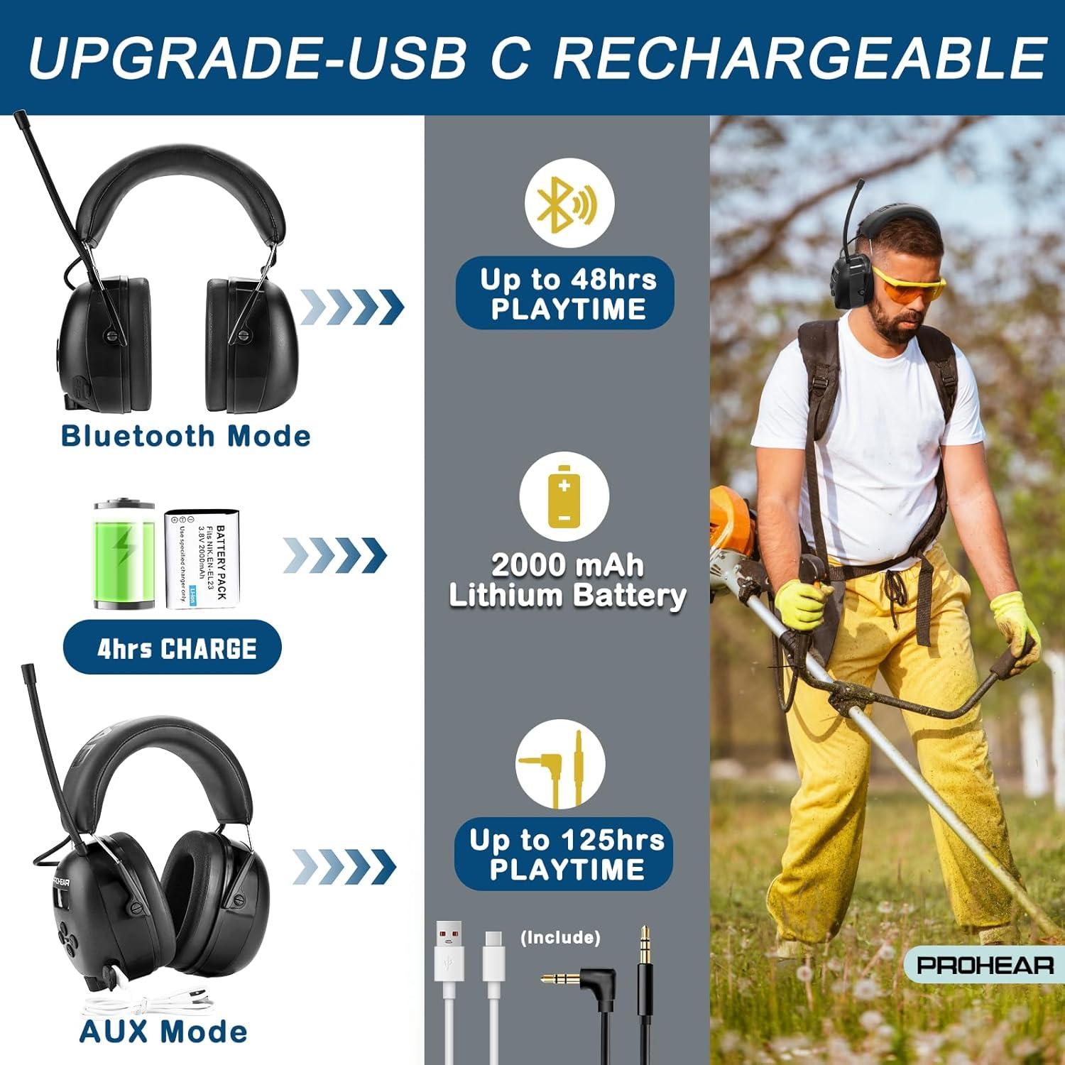 Auriculares de Seguridad PROHEAR 033 Bluetooth 5.3 con Radio AM/FM