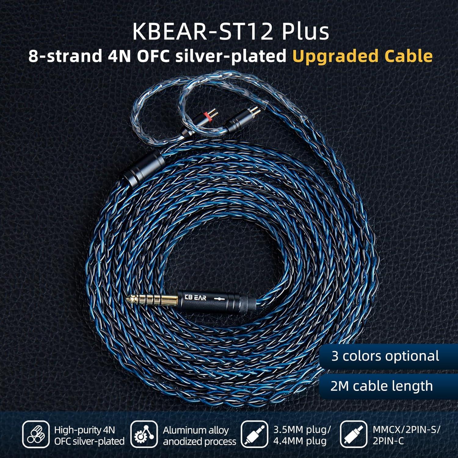 Cable IEM KBEAR ST12 Plus 2m 8 Núcleos 4N OFC 2PIN 3.5MM