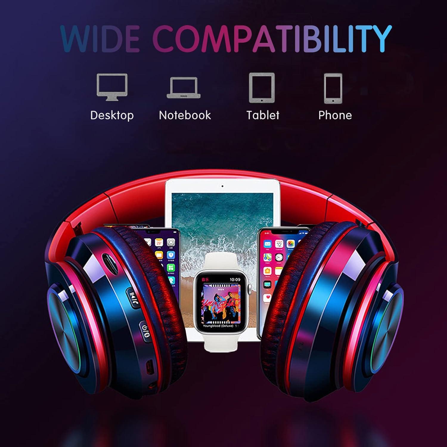 Auriculares Inalámbricos Bluetooth E-Greetshopping B39 Over Ear con LED