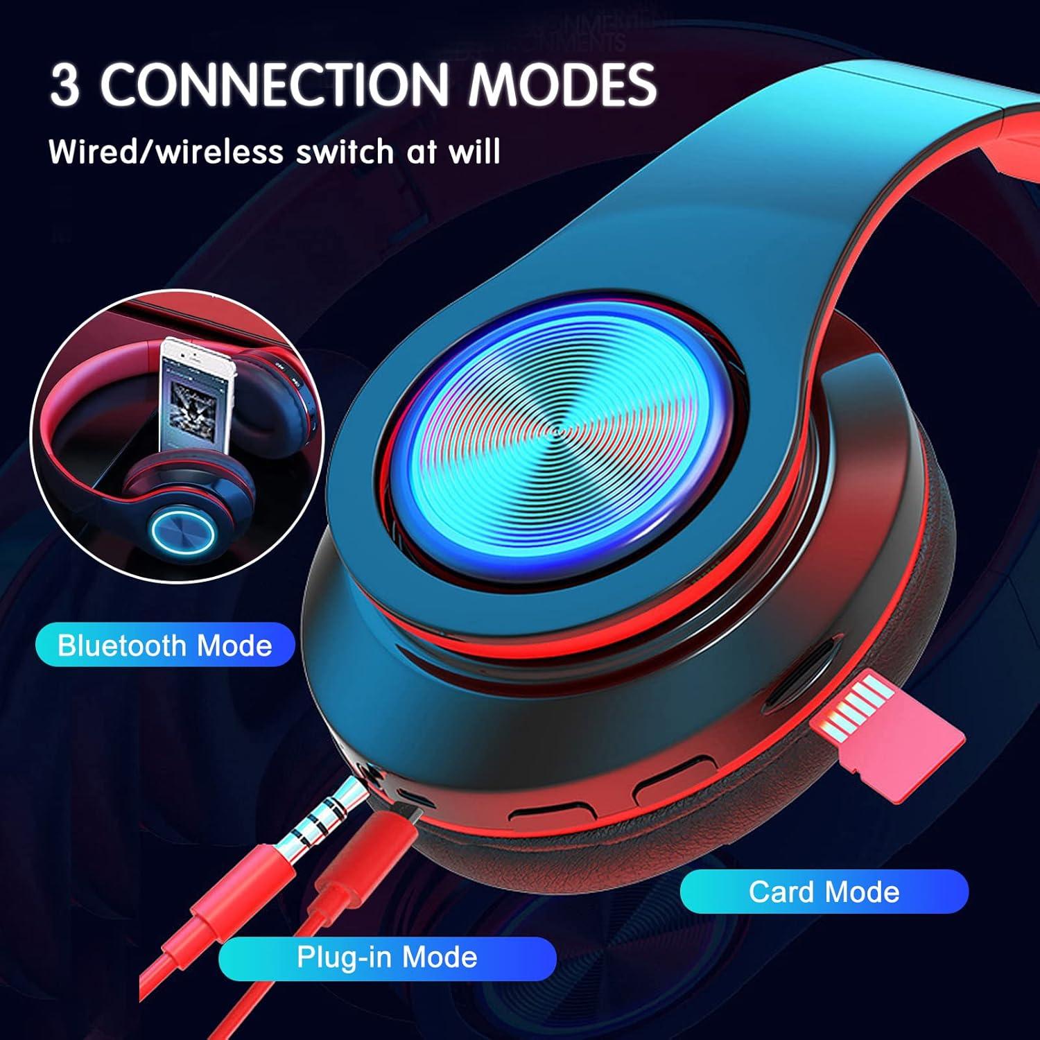 Auriculares Inalámbricos Bluetooth E-Greetshopping B39 Over Ear con LED