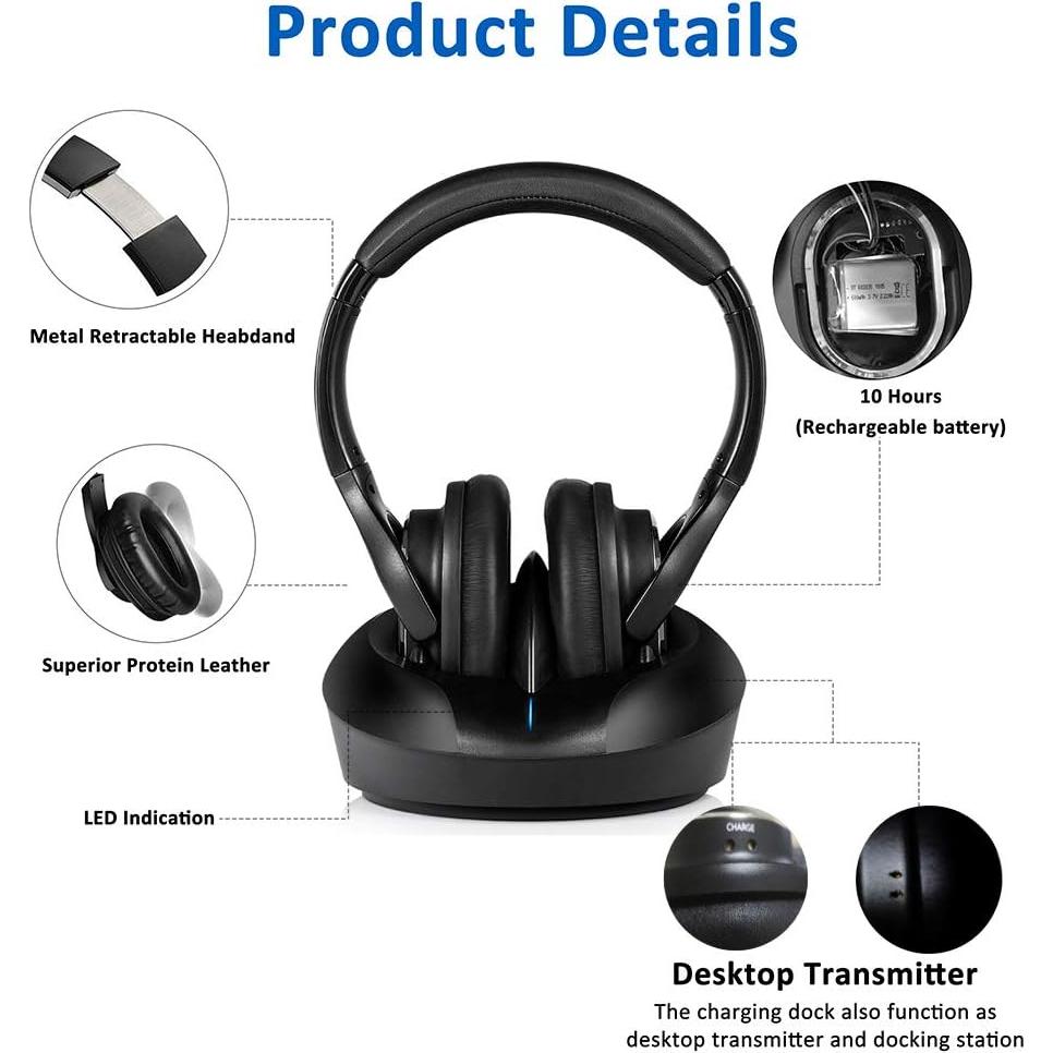 Auriculares Inalámbricos ZANCHIE para TV Over Ear 10h Batería