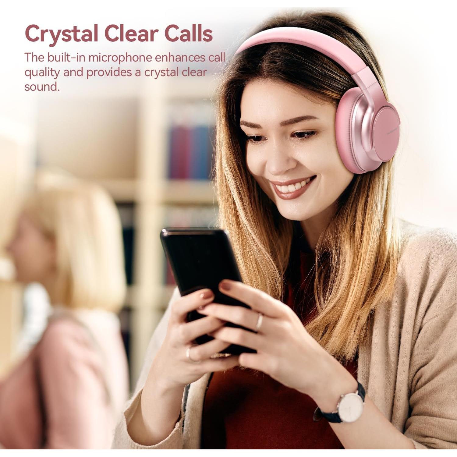 Auriculares Inalámbricos AUSDOM E7 Bluetooth 5.0 ANC 50H Oro Rosa