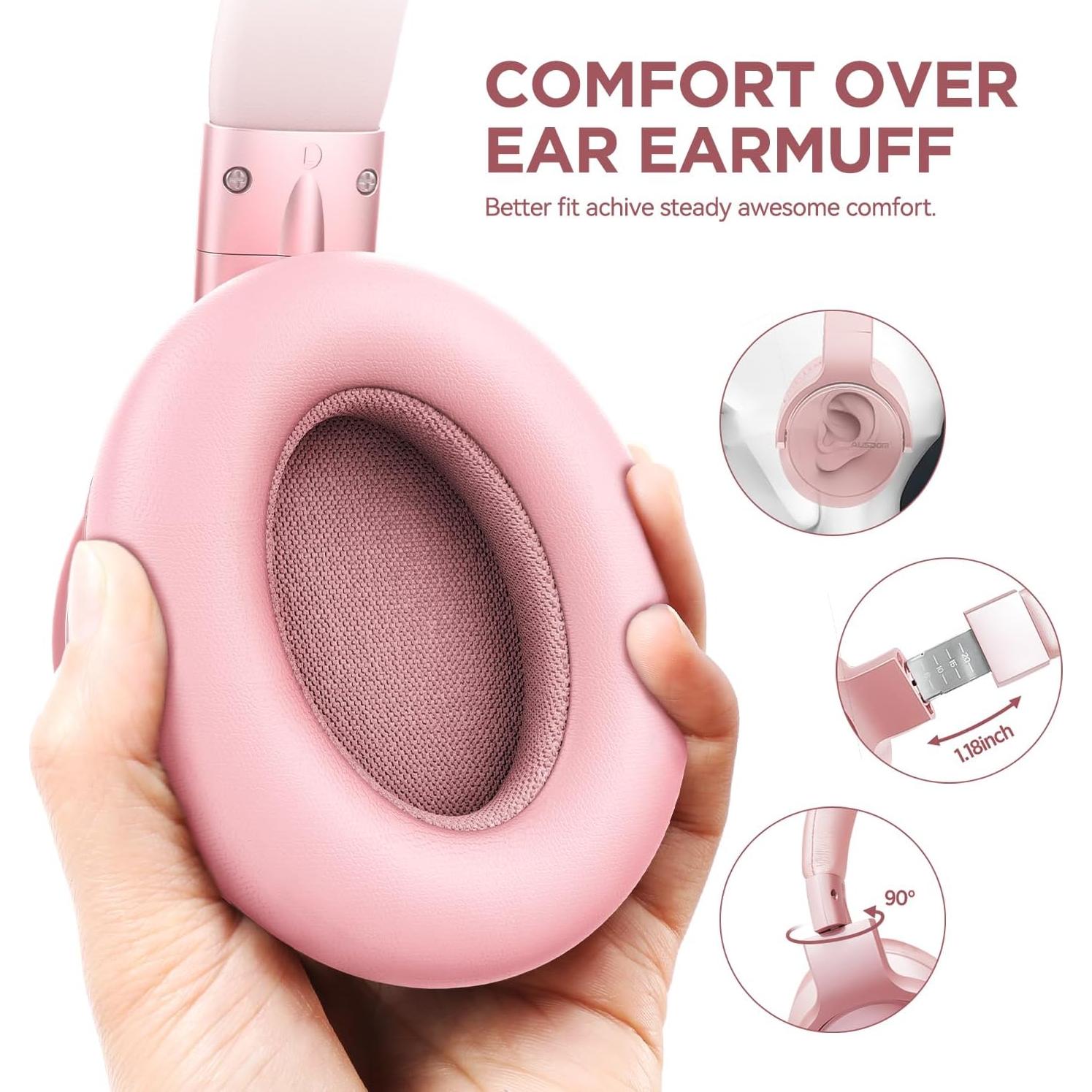 Auriculares Inalámbricos AUSDOM E7 Bluetooth 5.0 ANC 50H Oro Rosa