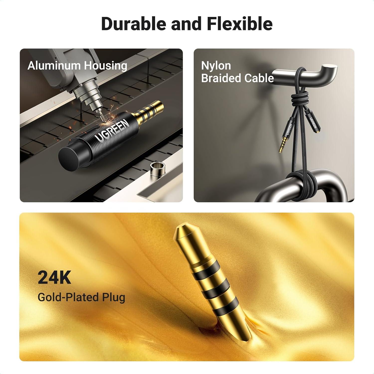 Cable de extensión UGREEN 3.5mm TRRS con micrófono 4.88m