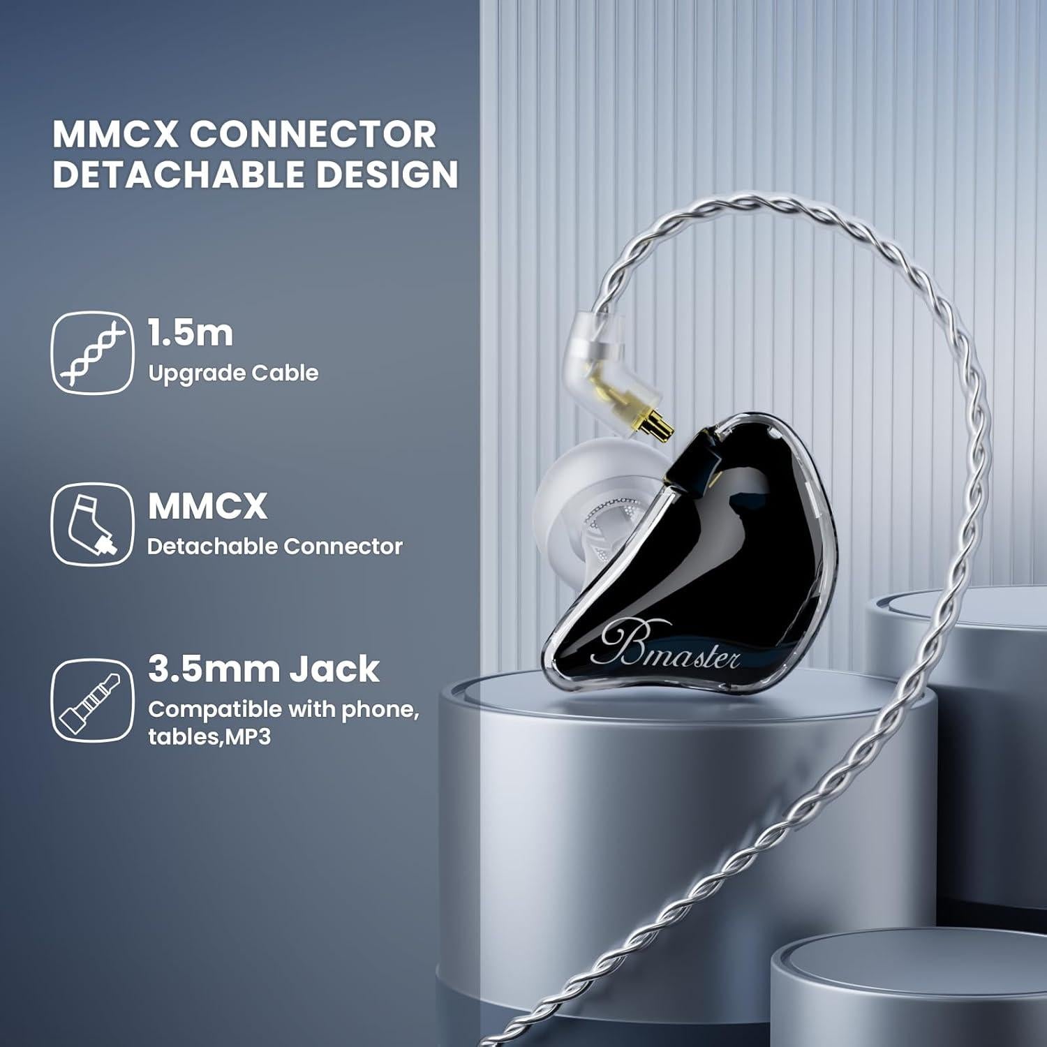 Auriculares BASN 24IEM Intrauditivos HiFi con Aislamiento Negro