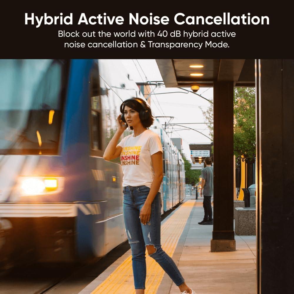 Wyze Headphones Noise Cancelling, Wireless Over Ear Bluetooth Headphones with Mic, Alexa Built-in, HiFi Sound, Transparency Mode for Travel Home Office, Custom EQ via Wyze App