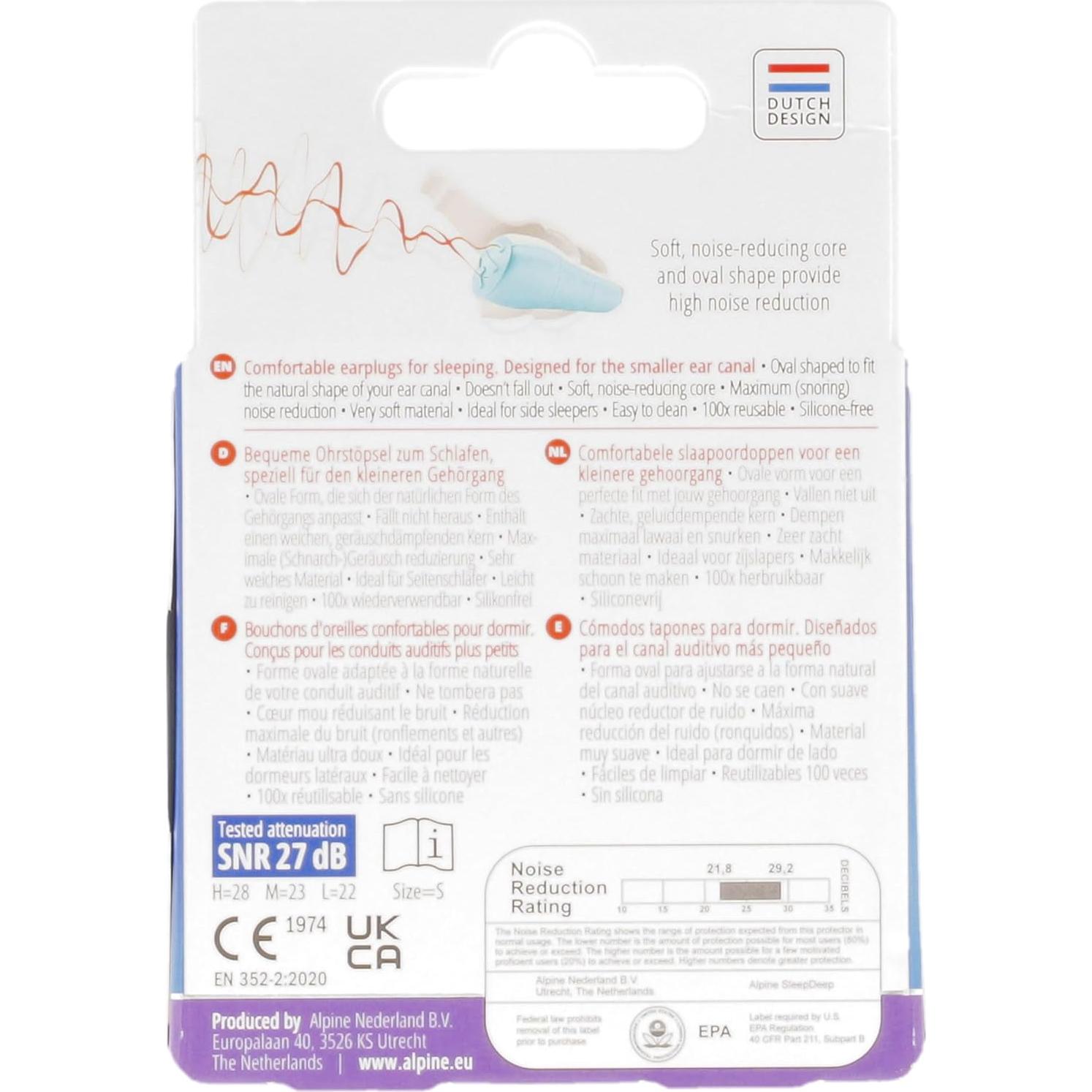 Tapones para oídos Alpine SleepDeep Mini - Gel 27dB - Reutilizables