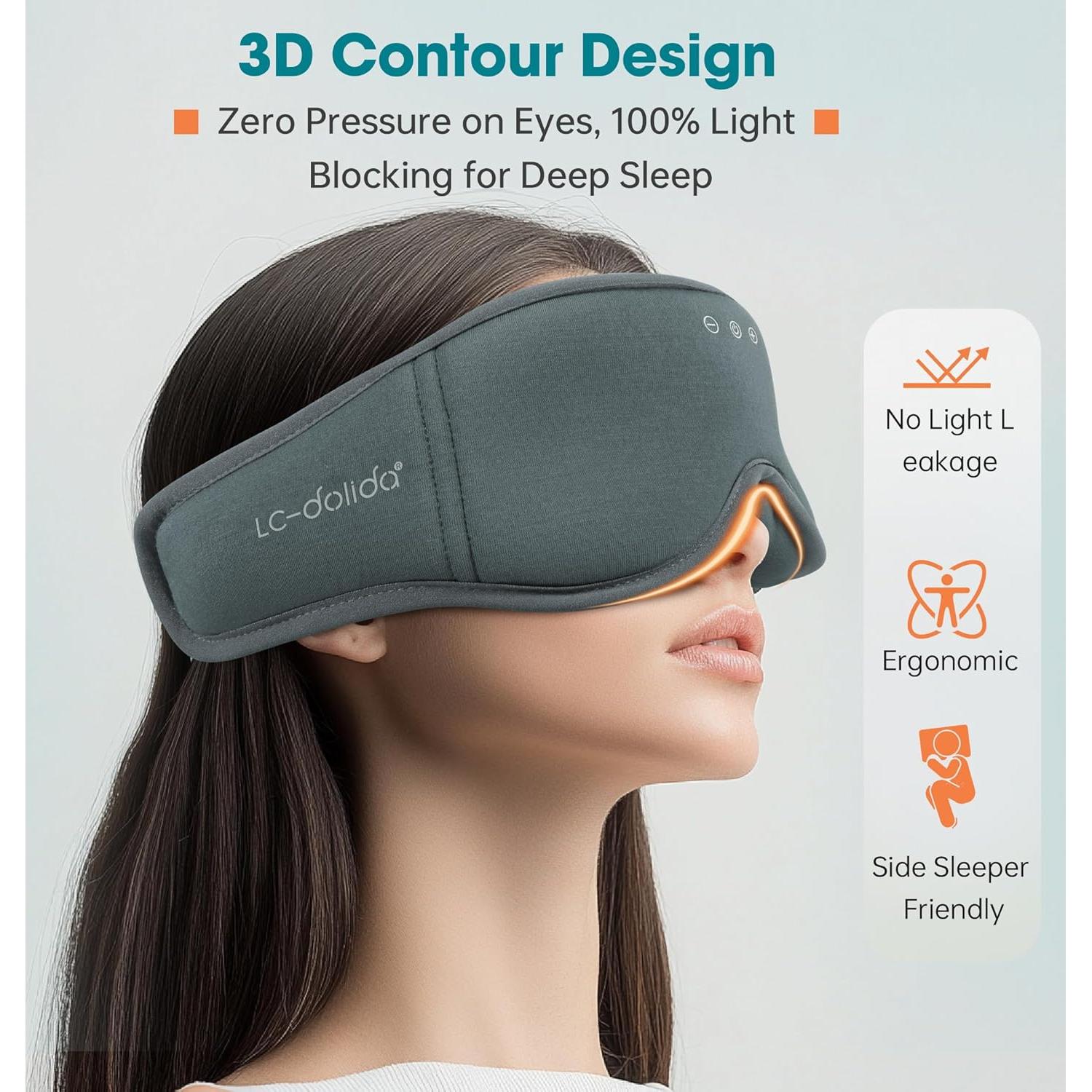 Máscara de Sueño Bluetooth 3D Algodón Bambú LC-dolida 2025