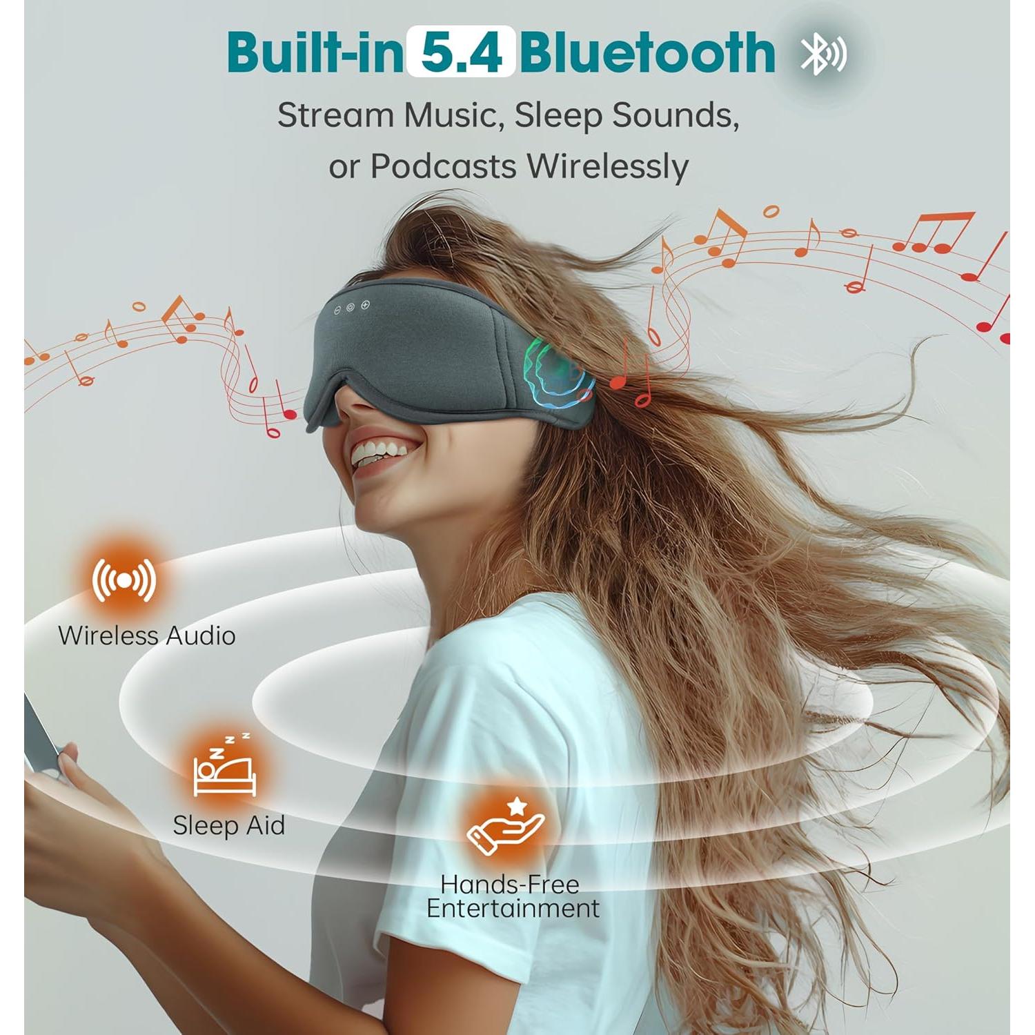 Máscara de Sueño Bluetooth 3D Algodón Bambú LC-dolida 2025