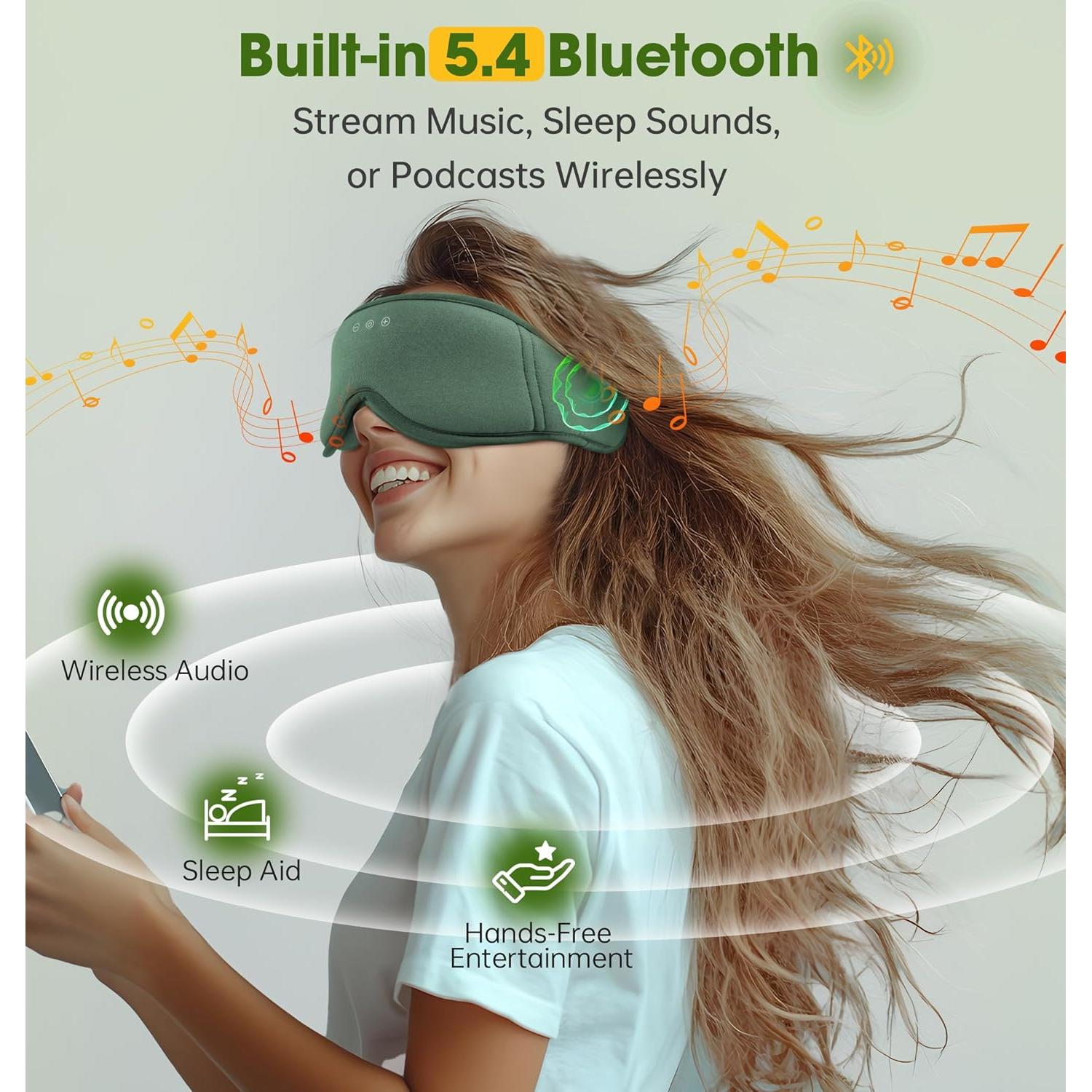 Máscara de Sueño Bluetooth 5.4 Algodón de Bambú 3D