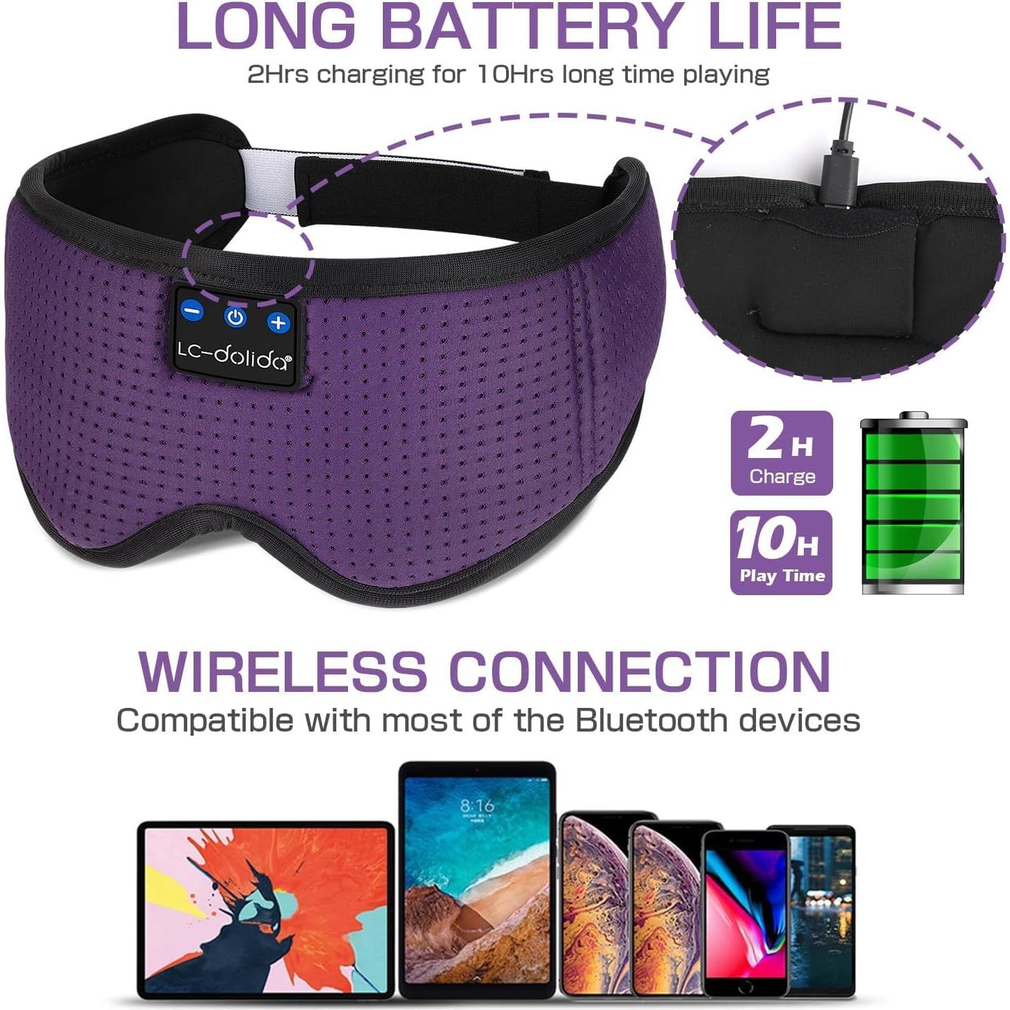 Máscara de Sueño Bluetooth 5.4 Algodón de Bambú 3D