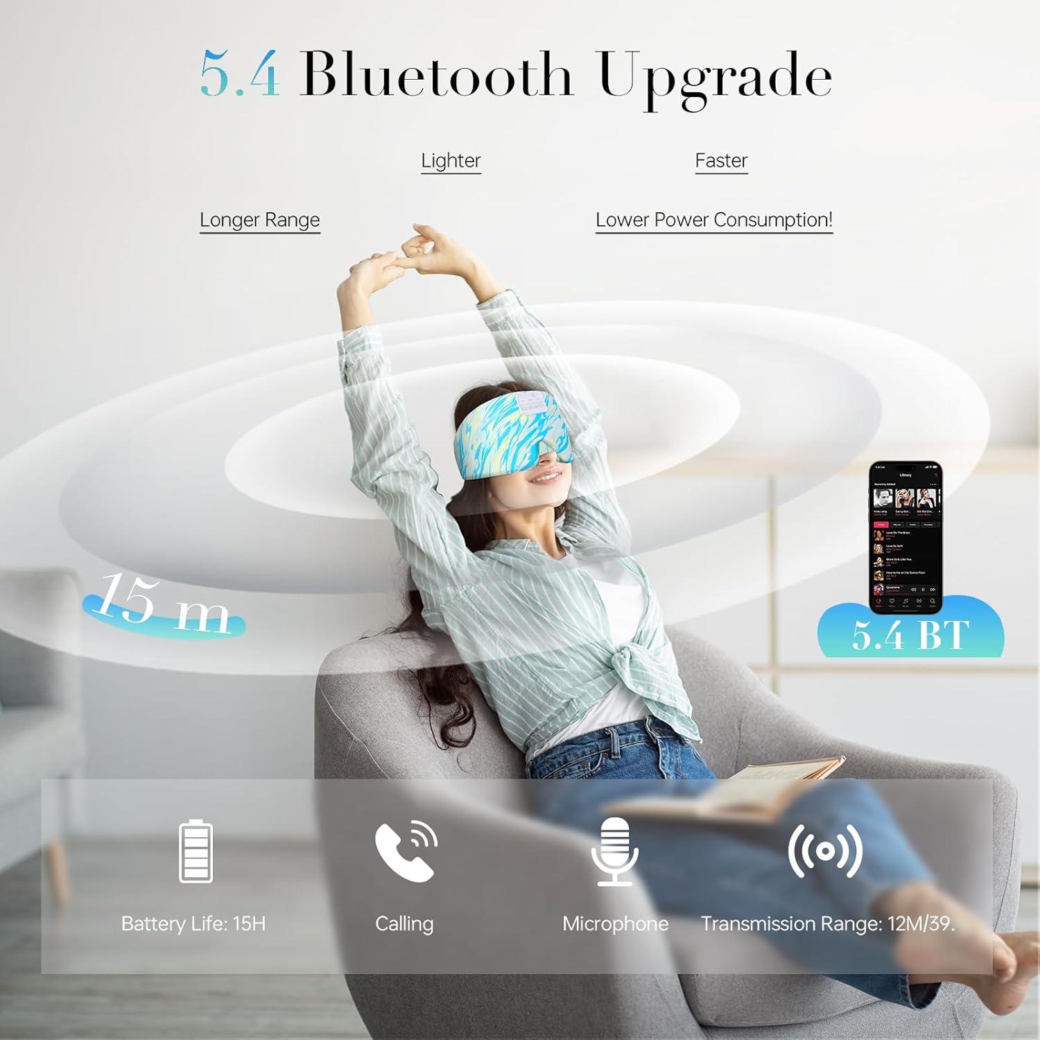 Máscara de Sueño de Seda LC-dolida con Auriculares Bluetooth 5.4