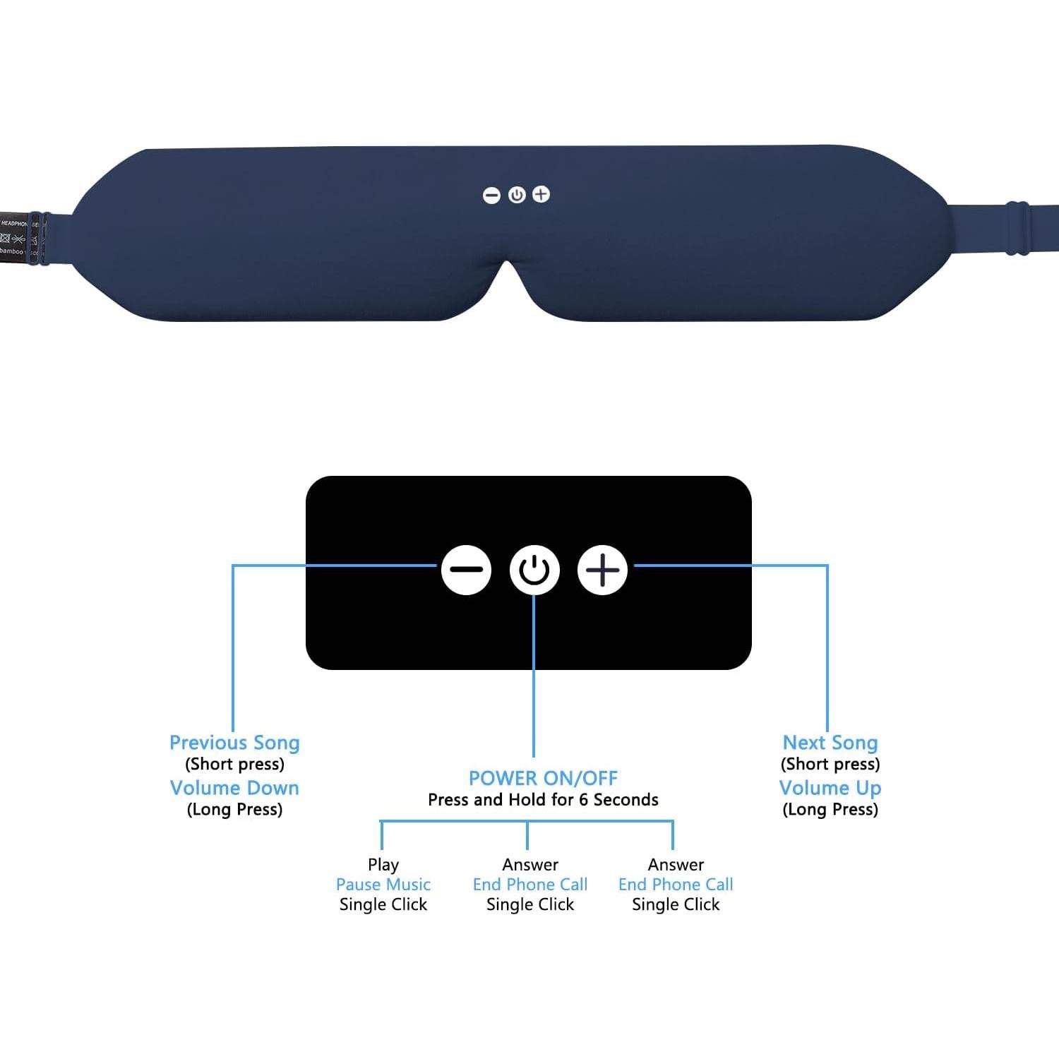 Máscara de Sueño Bluetooth ALASKA BEAR Marino con Auriculares