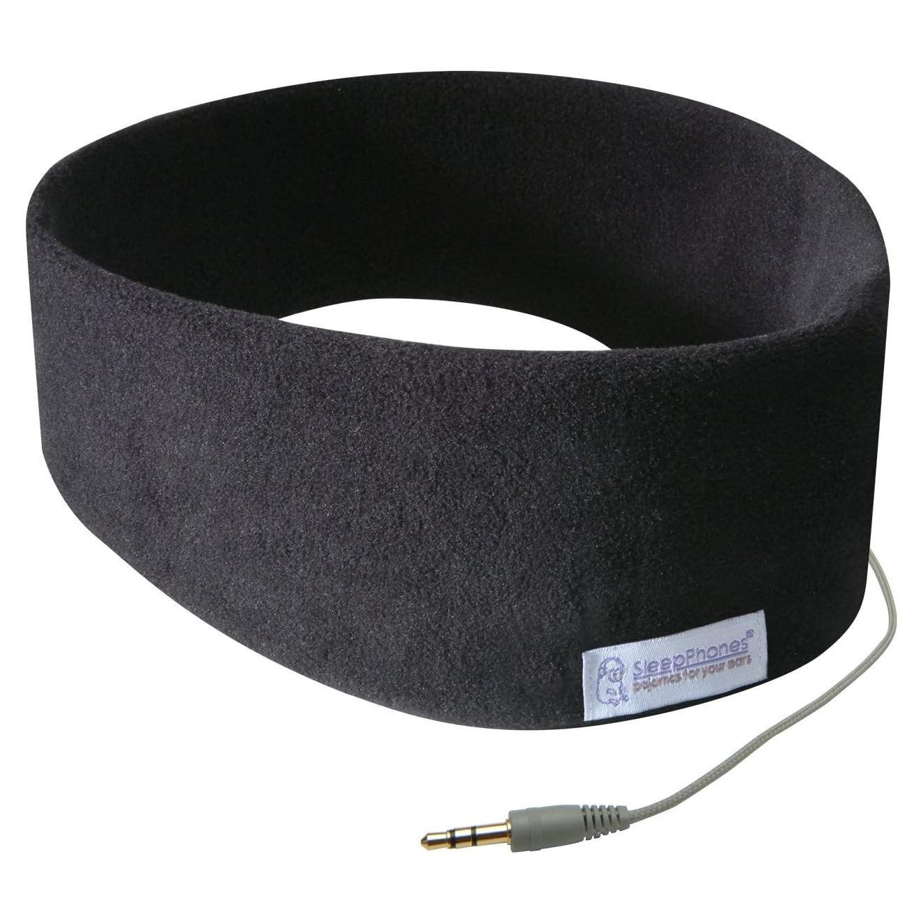 Auriculares SleepPhones Clásicos AcousticSheep - Cable 1.2m, Mediano, Negro